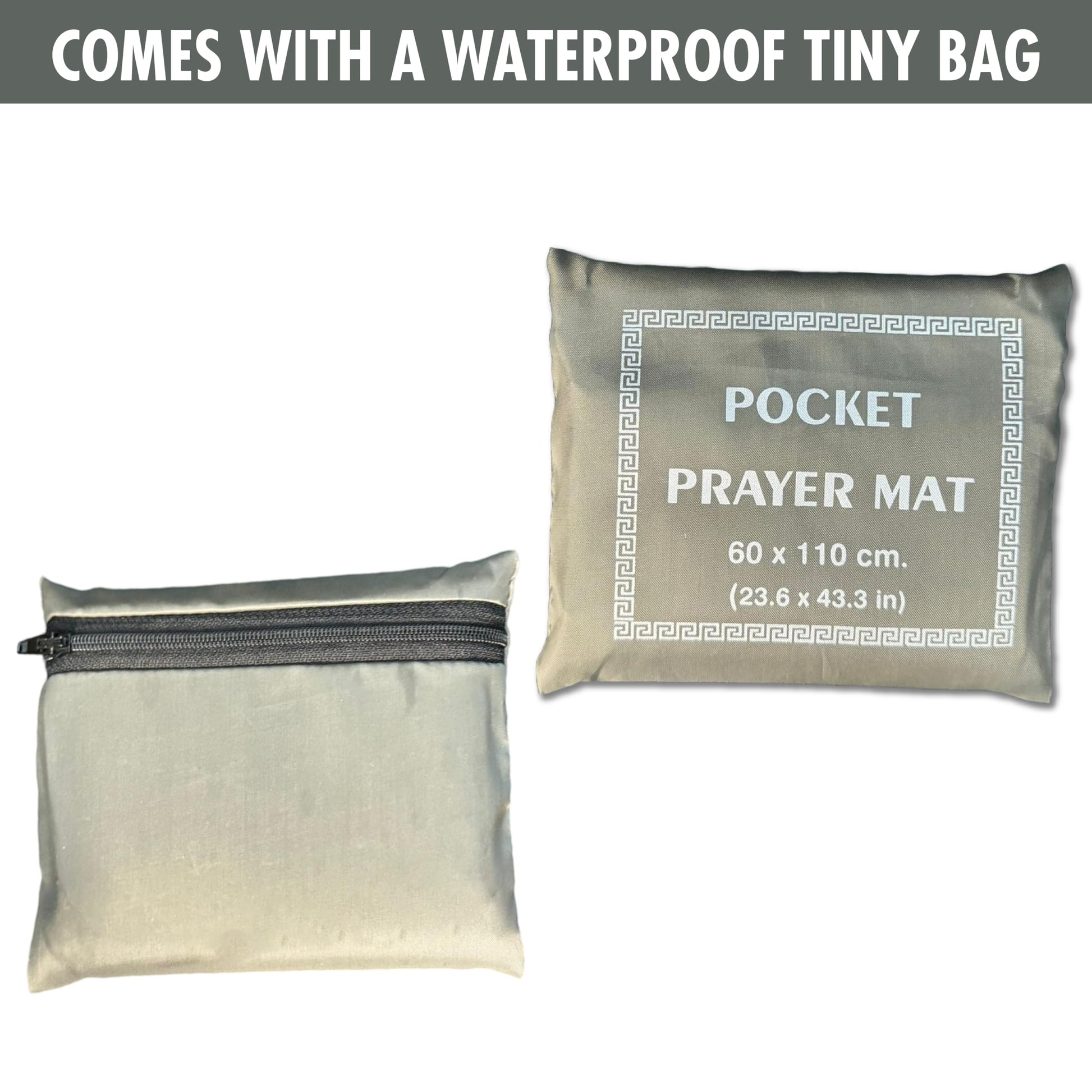 Portable Travel Praying Mat,23.6 in x 43.3 in Muslim Prayer Rug, Foldable Prayer Mat, Pocket Size Waterproof Praying Mat with Iron Corners, Ramadan Eid Gift, Grey - Medaid International