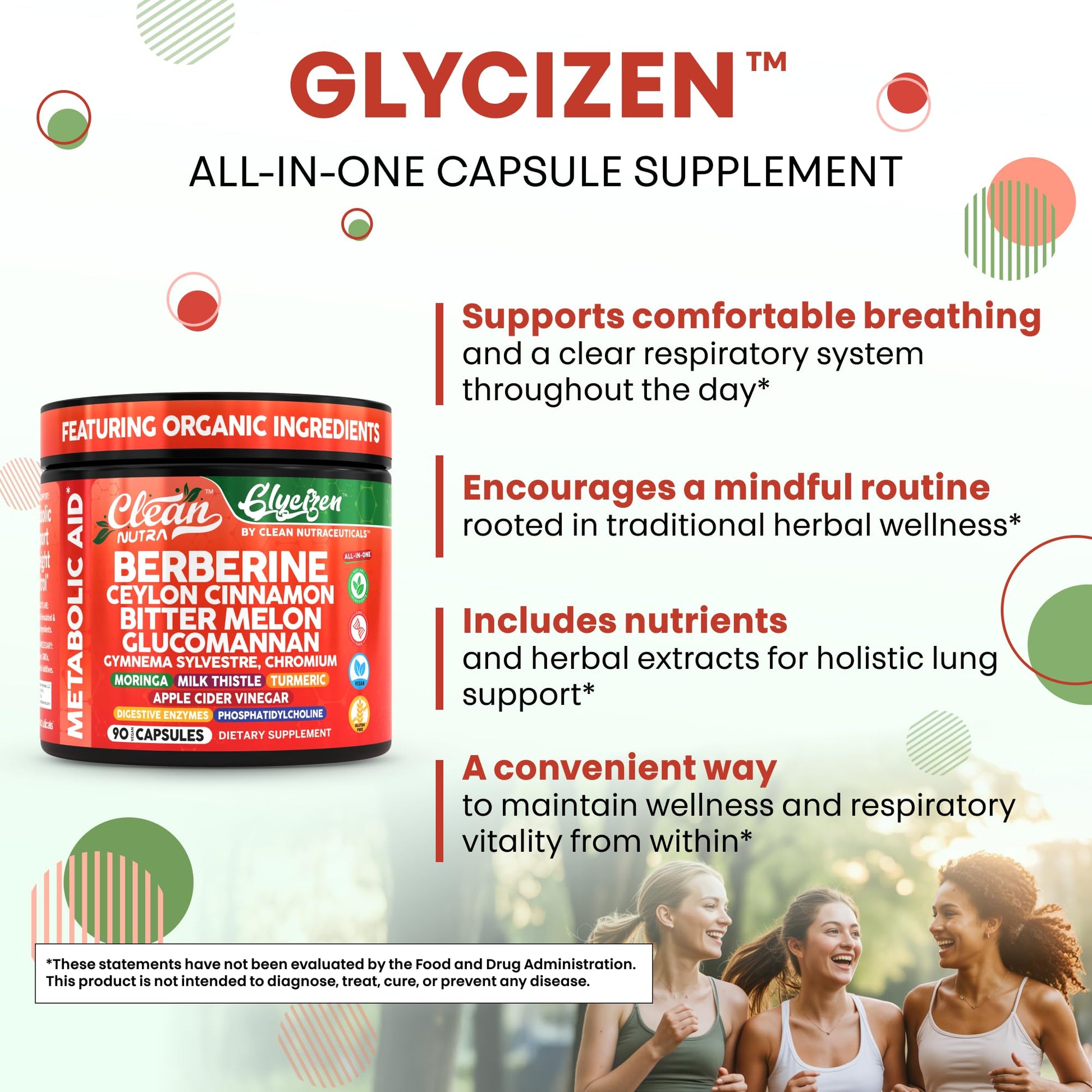 Clean Nutra Berberine and Ceylon Cinnamon Supplement Bitter Melon Glucomannan Gymnema Sylvestre Chromium Moringa Milk Thistle Turmeric Apple Cider Vinegar Digestive Enzymes Inositol Pills 90 Capsules - Medaid International