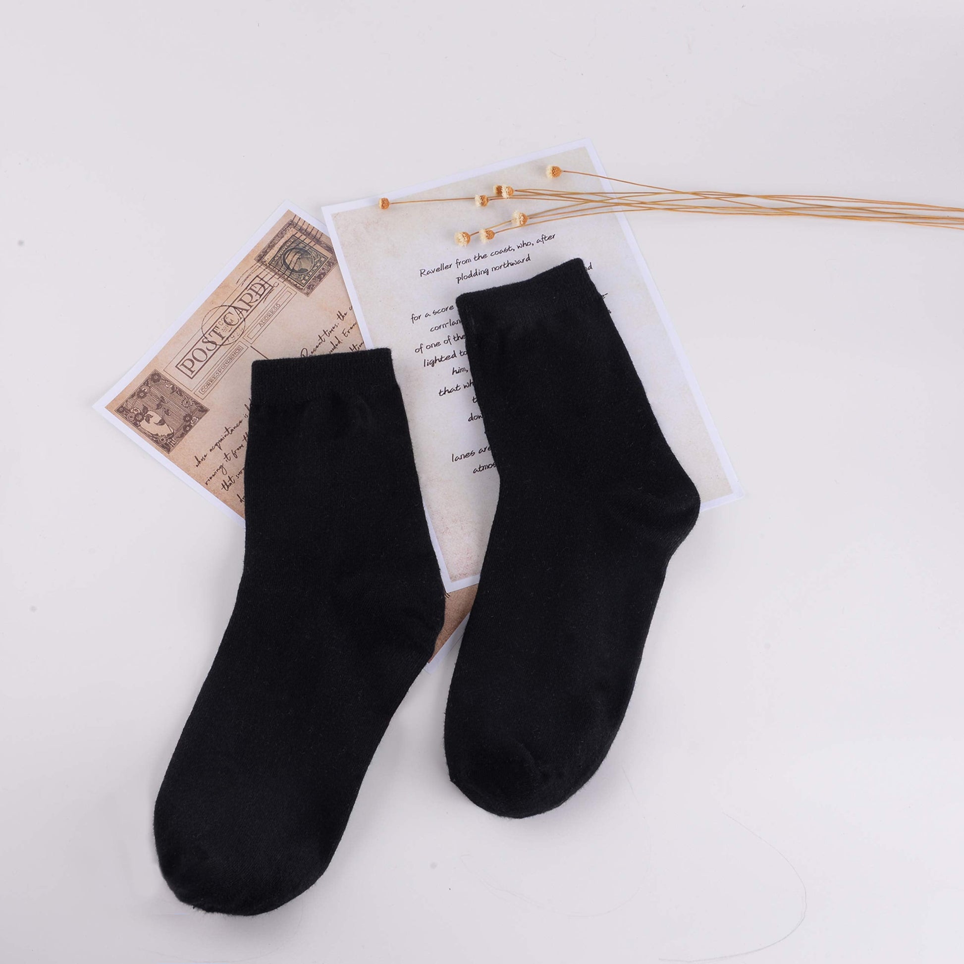 Coumore Women's Black Cotton Crew Socks High Ankle Summer Long Dress Work Casual Ladies Thin Socks for Women,US Size 5-9-11,6 Pack - Medaid International
