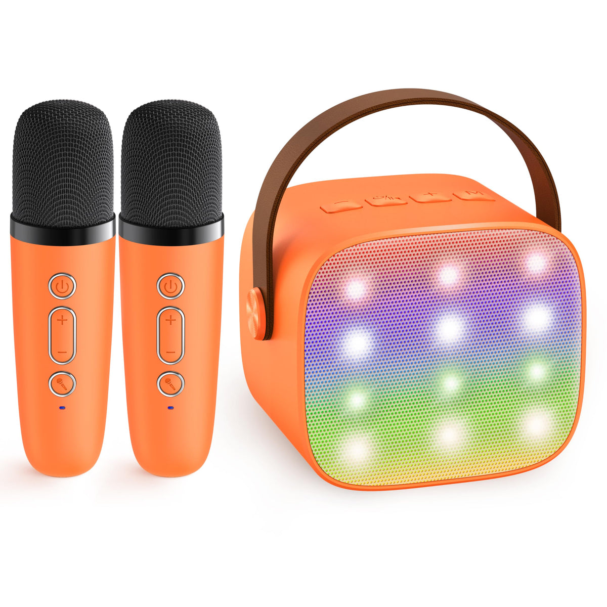 Karaoke Machine for Kids, Portable Bluetooth Speaker with 2 Wireless Microphones,18 Pre-Loaded Songs, Birthday for 3 4 5 6 7 8 + Year Old Boys Toys - MULTICOLOR