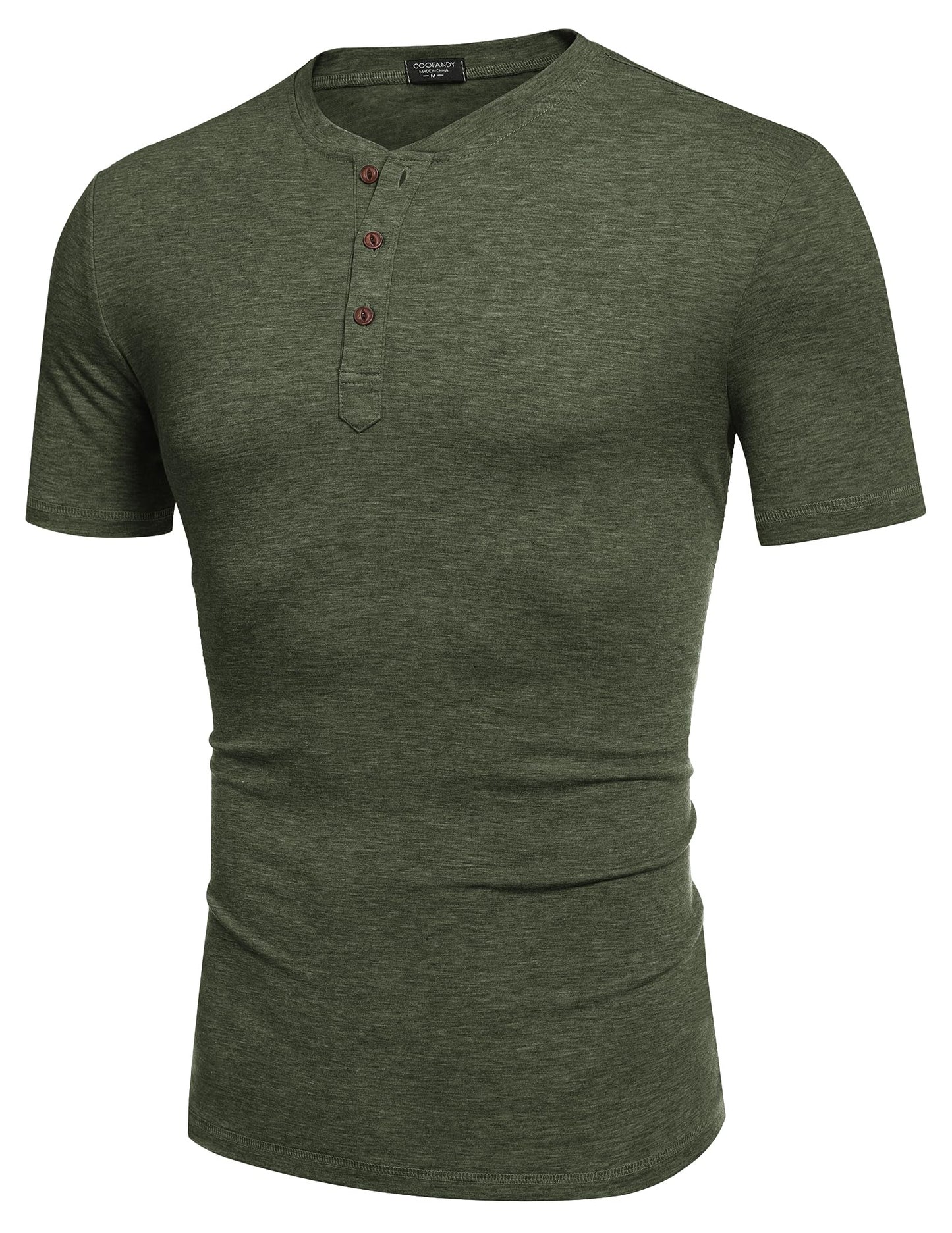 COOFANDY Men's Henley Short Sleeve Shirts Casual Button Henley Basic Tee Solid Fashion Shirts Dark Green - Medaid International