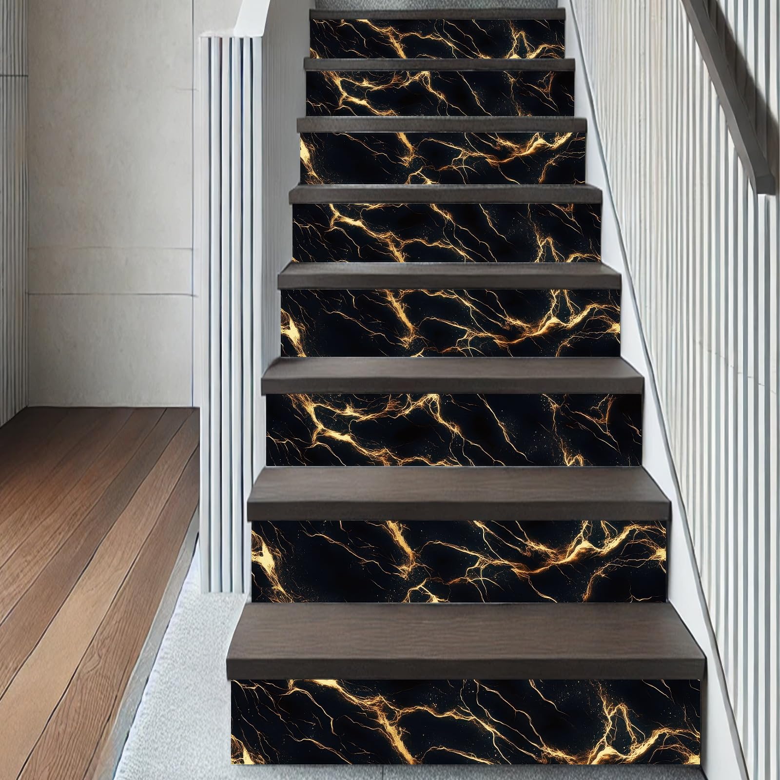 HOMETITUTE Black Gold Marble Wallpaper Marble Contact Paper Vinyl Self-Adhesive Removable Counter Peel and Stick Wall Paper for Refurbishment Wall Countertop Cabinets Furniture 15.7"x39.4" - Medaid International