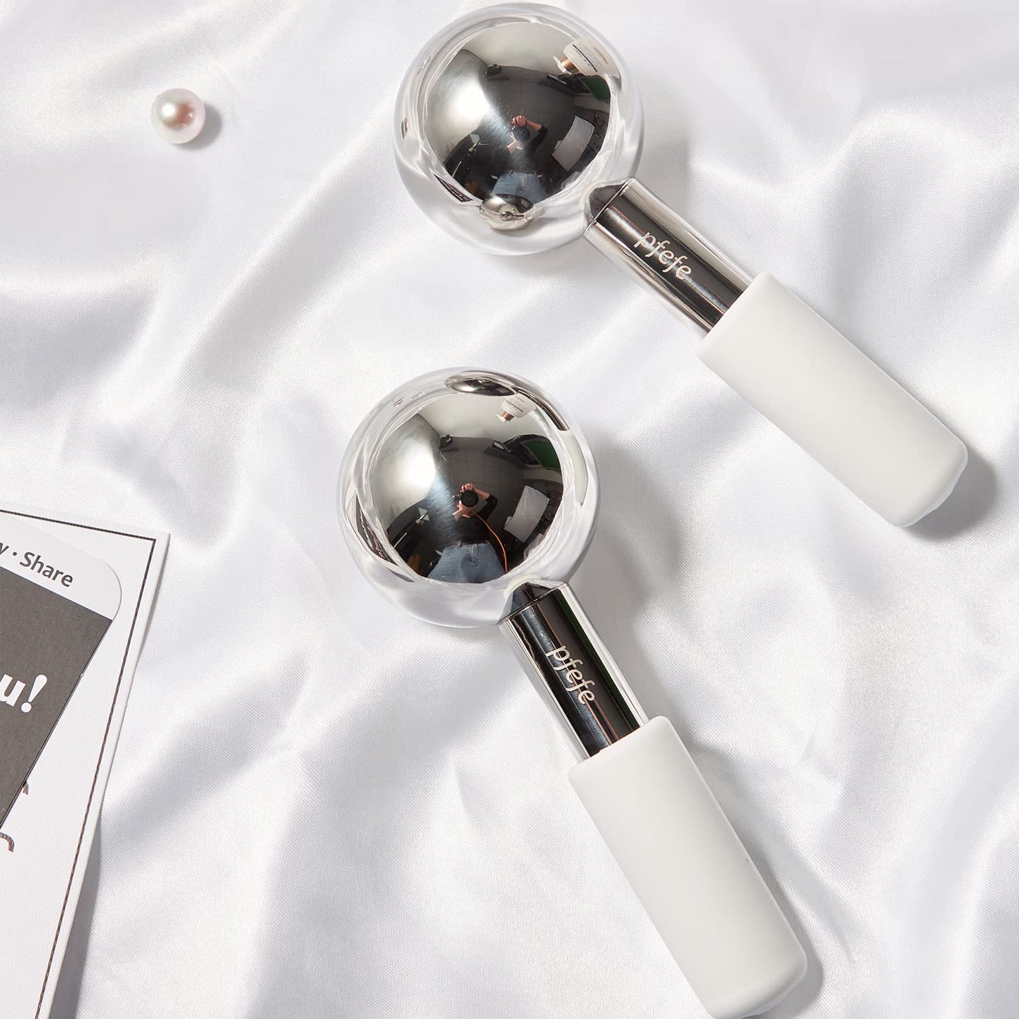 pfefe Ice Globes for Face & Eyes, Unbreakable Stainless Steel Cryo Sticks for Beauty Routines, Facials Cold Roller Cooling Globes for Puffiness, Wrinkles, Dark Circles, Headaches - Medaid International