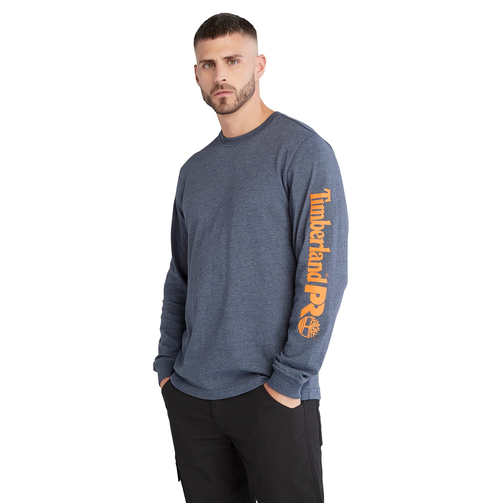 Timberland PRO Men's Core Logo Long-Sleeve T-Shirt, Black Iris Heather, Extra Large - Medaid International