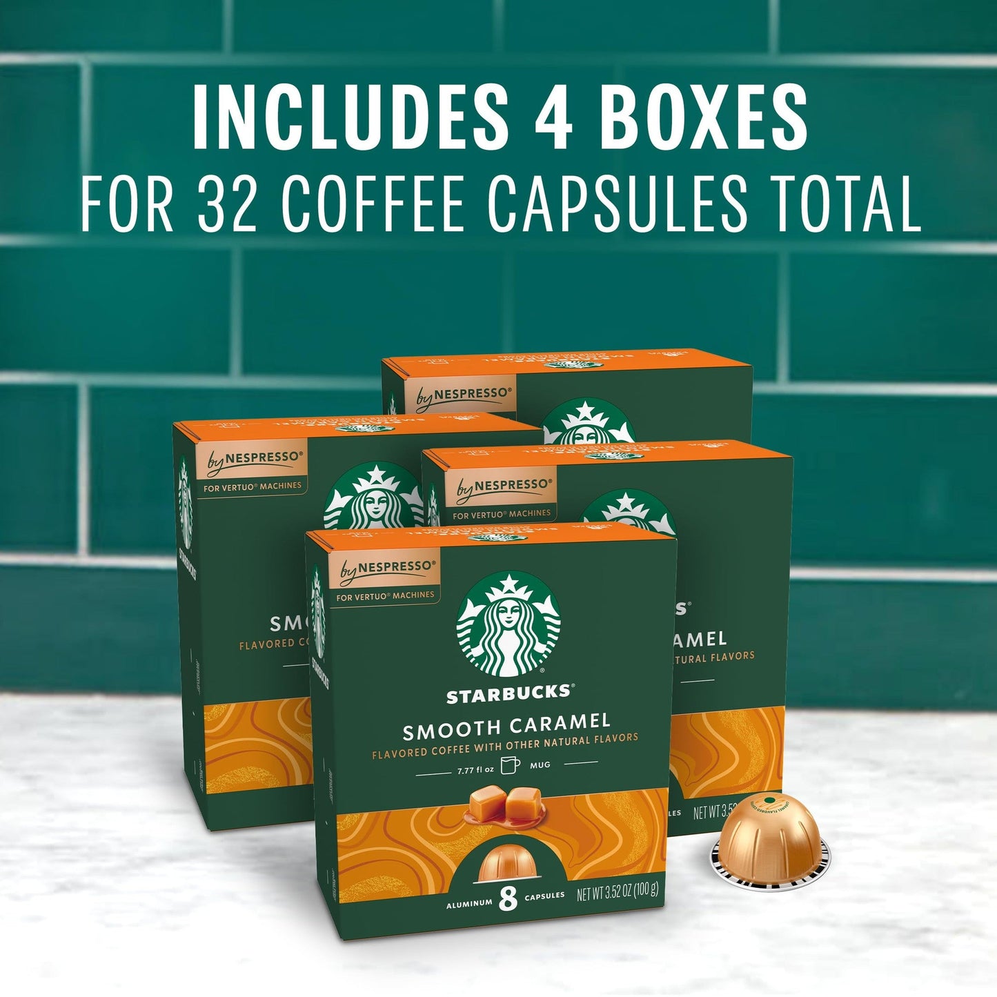 Starbucks by Nespresso Vertuo,Caramel Flavored Coffee, 32-count Coffee Pods, Brews 7.8 oz.