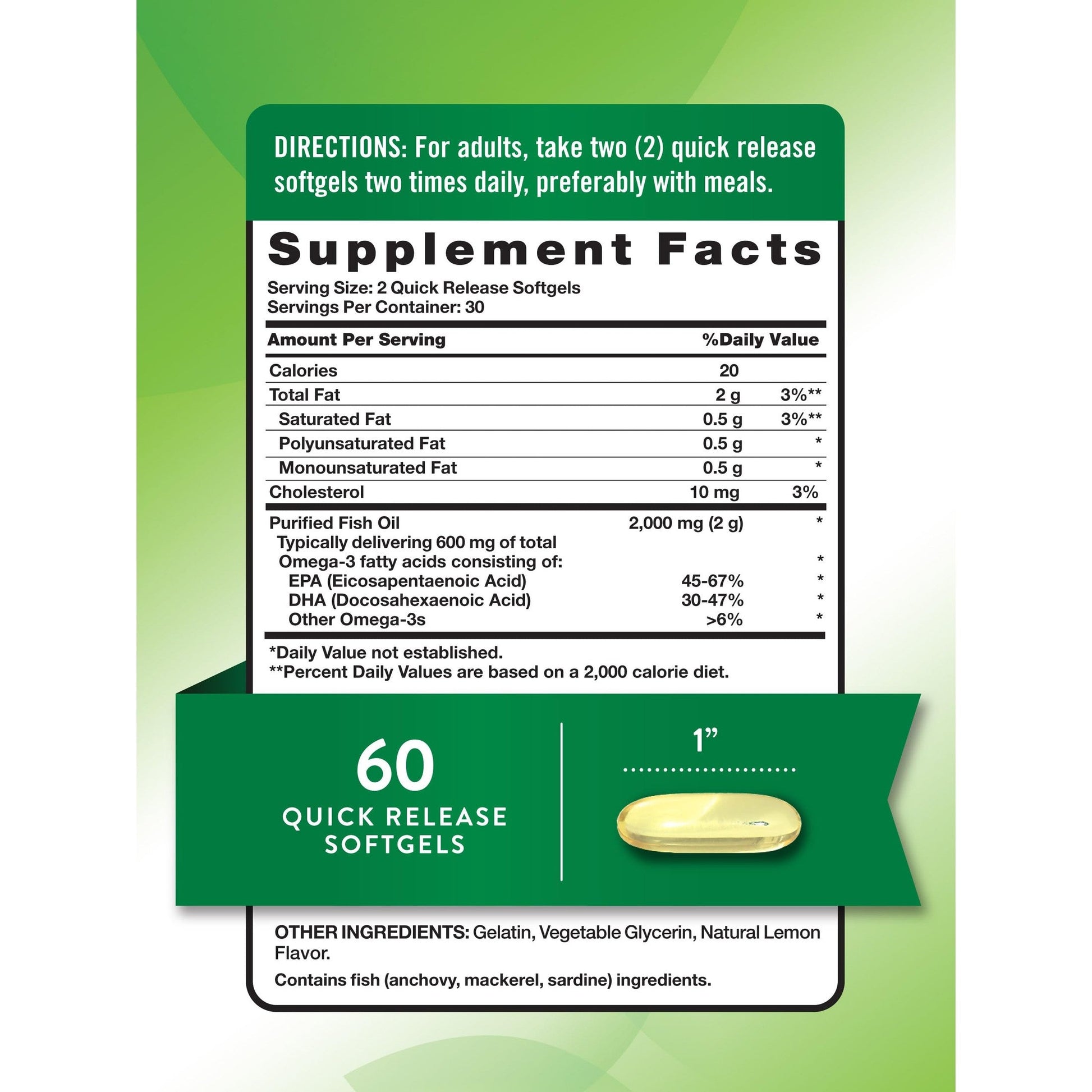 Nature's Truth Fish Oil Omega 3 Supplement | 2000mg | 60 Softgels | EPA & DHA | Lemon Flavor | Non-GMO and Gluten Free - Medaid International