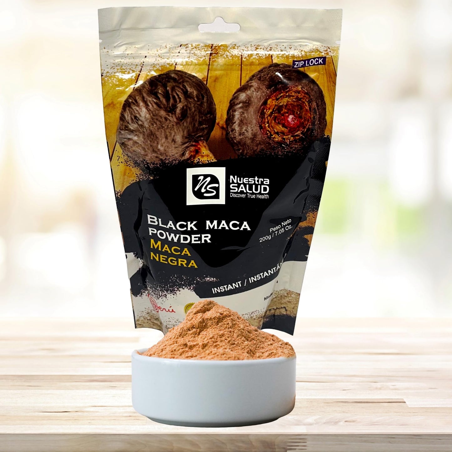 Nuestra NS Salud Black Maca Powder (200g) Unleash The Power of Peruvian Black Maca Root - Medaid International