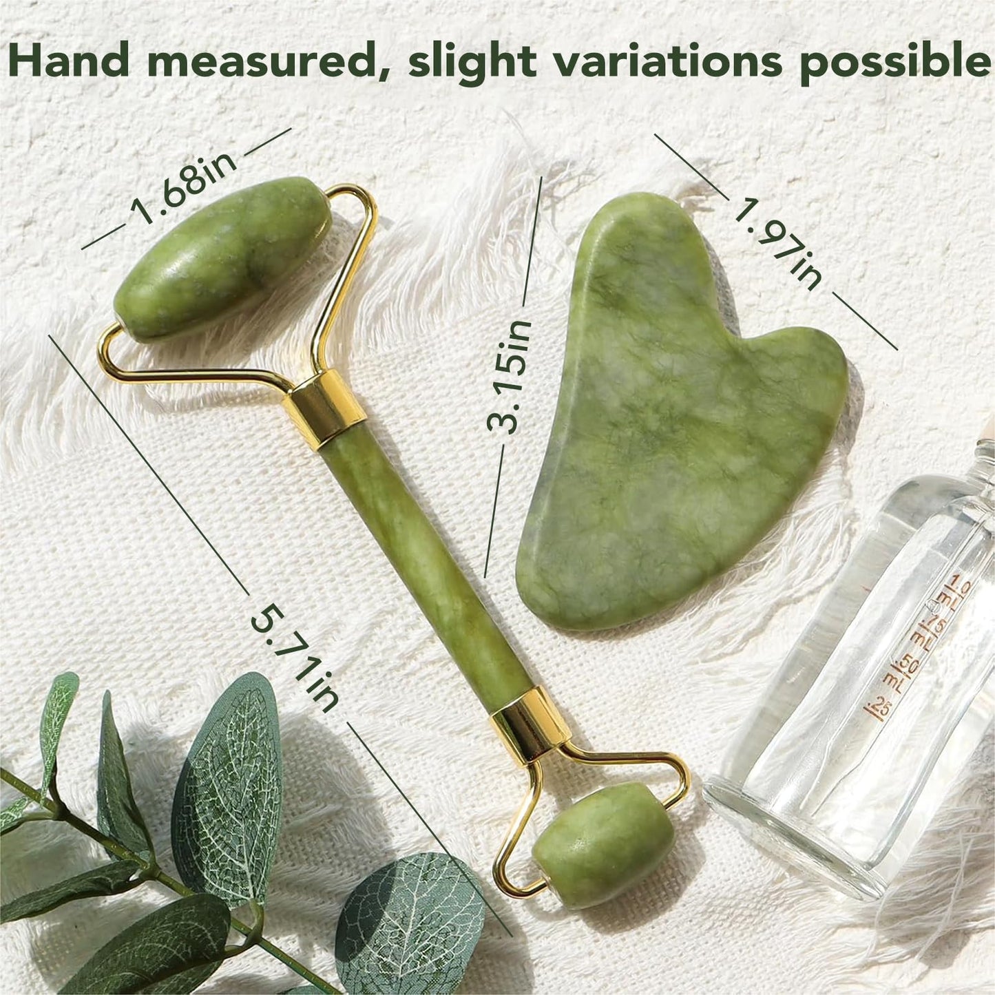 huefull Genuine Jade Roller & Gua Sha Set for Face, Cooling & Firming Effect, Sculpting Tool for Jawline & Skin Care, Self-Care Gift for Women & Men - Medaid International