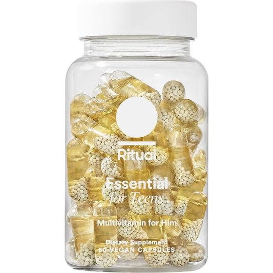 Ritual Teen Vitamins for Boys - Zinc, Vitamin A and D3 for Immune Function Support*, Omega-3 DHA & B12 for Brain Health, Non-GMO, Mint Essenced, 30 Day Supply, 60 Vegan Capsules - Medaid International
