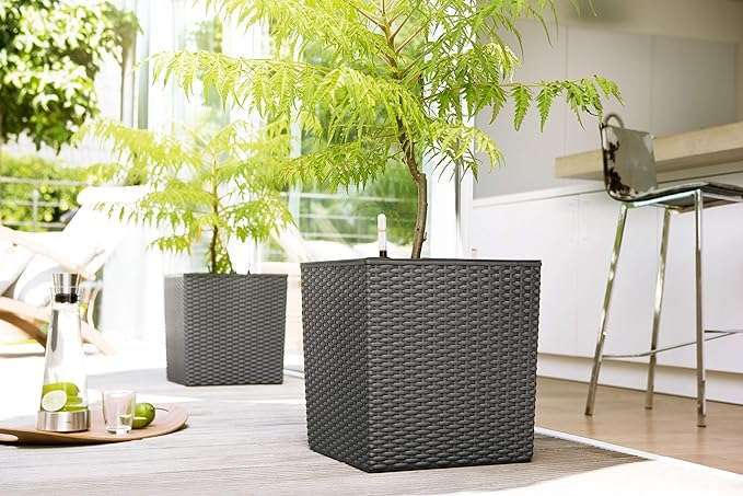 EMSA -‎517588- Indoor Flower Pot – self-watering system & water level indicator – White