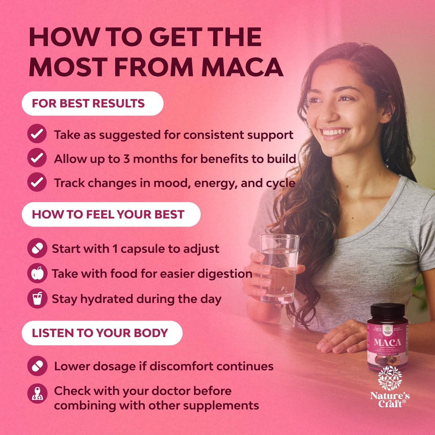 Organic Maca Root Capsules for Women - Potent Herbal Supplement with Female Enhancing Blend of Red Yellow & Black Maca Root - Non-GMO Certified Vegan and Gluten-Free with No Artificial Colors - 120ct - Medaid International