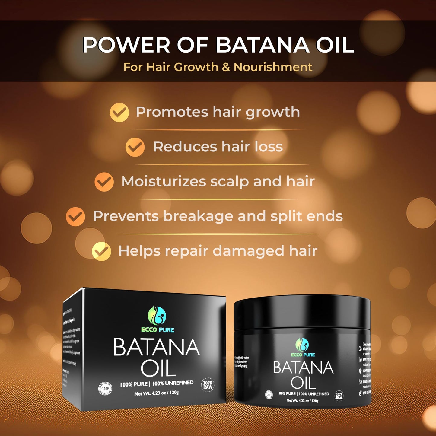 Premium Raw Batana Oil – Pure & Unrefined - Advanced Hair Regrowth & Scalp Therapy Device - Supports Fuller, Healthier Hair & Skin - For Men & Women, 4.23 OZ - Medaid International