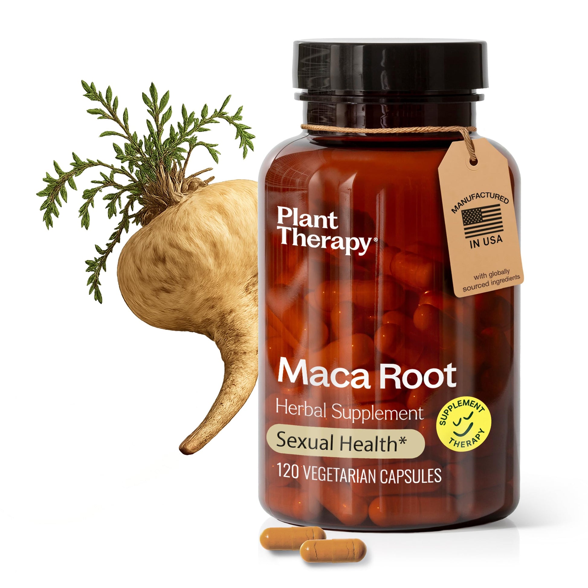 Plant Therapy Maca Root Capsules Manufactured in USA 4 Month Supply Supports Sexual Health, Mood Boosting, Energizing & Reduces Tension Supplements for Men & Women 120 Vegetarian Capsule - Medaid International