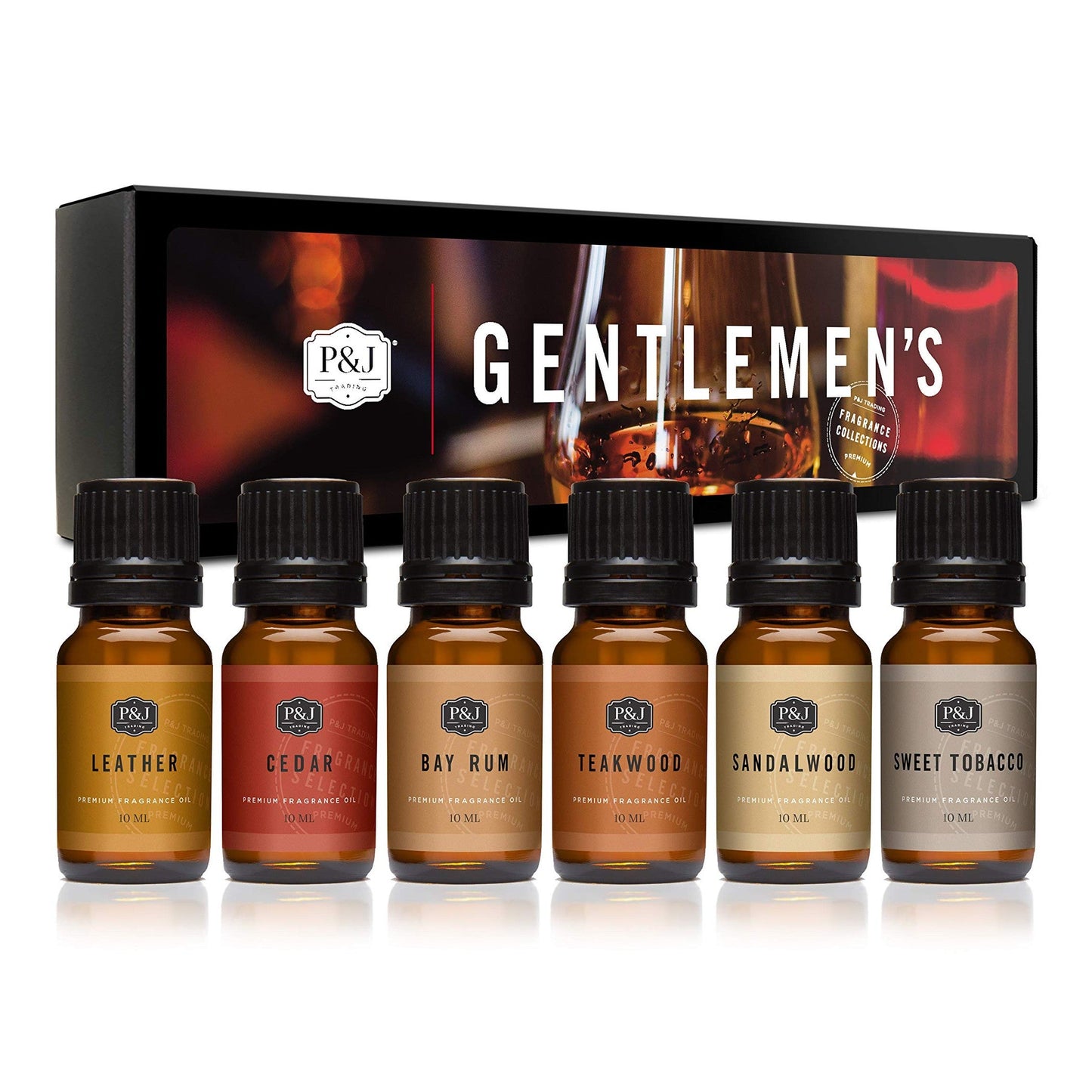 P&J Trading Fragrance Oils for Diffusers for Home Fragrance Scents for Candle Making - Soap Making Supplies - Car Diffuser Scents - Essential Home Gift Set - Gentlemen's - Cedar, Sandalwood & More - Medaid International