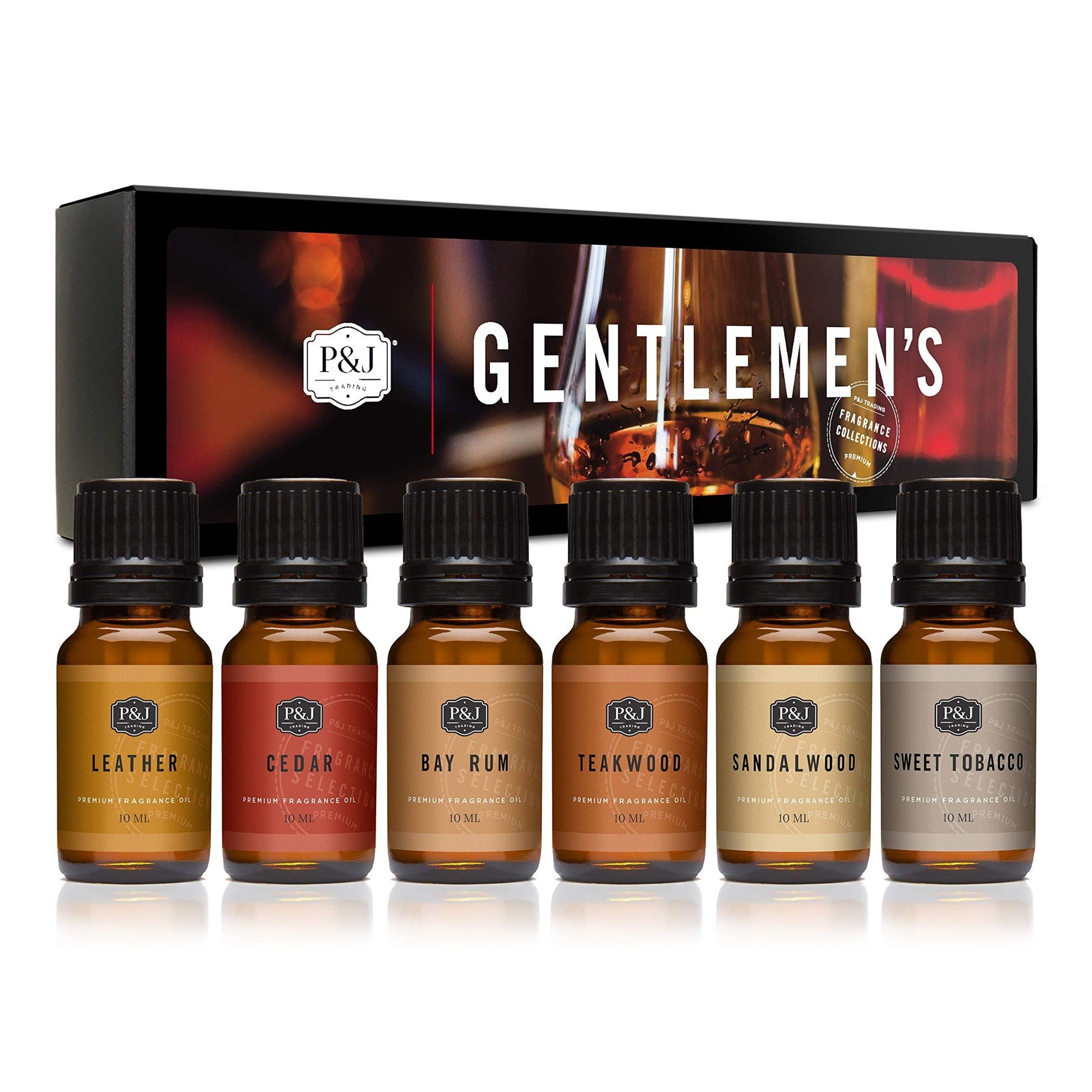P&J Trading Fragrance Oils for Diffusers for Home Fragrance Scents for Candle Making - Soap Making Supplies - Car Diffuser Scents - Essential Home Gift Set - Gentlemen's - Cedar, Sandalwood & More - Medaid International