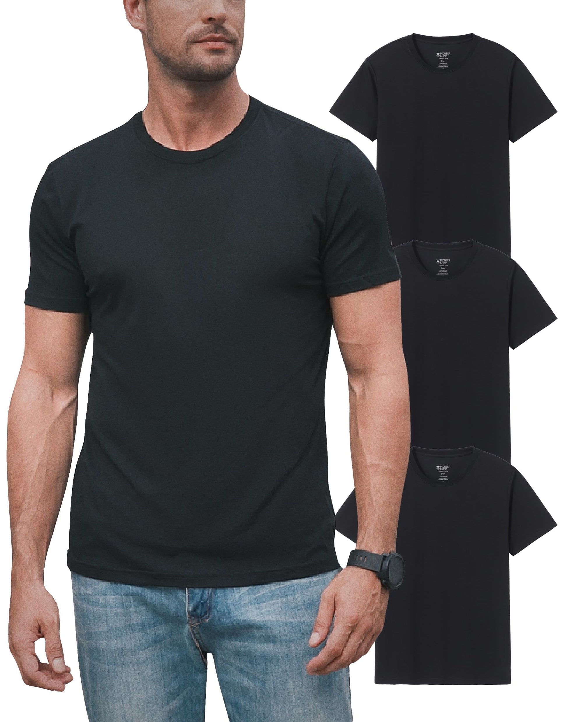 Pioneer Camp Mens Bamboo Viscose T Shirt Ultra Soft White Plain Tshirts for Men Cooling Crew Neck Casual Basic Tee Shirt - Medaid International