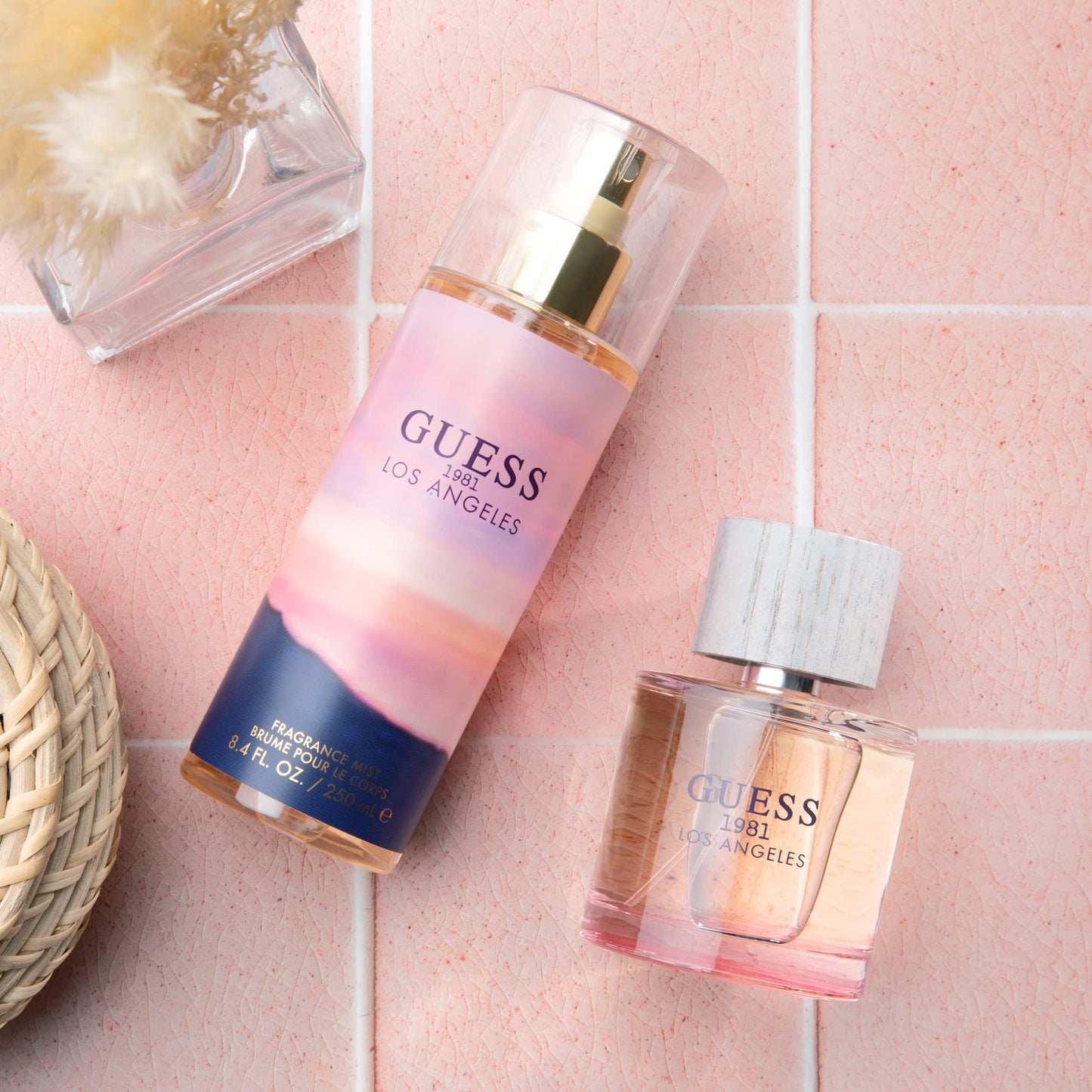 GUESS 1981 Los Angeles Women/Femme Eau de Toilette 3 Piece Gift Set - Perfume Spray 3.4 Fl. Oz., Travel Spray 0.5 Fl. Oz., & Body Lotion 6.7 Fl. Oz. - Medaid International