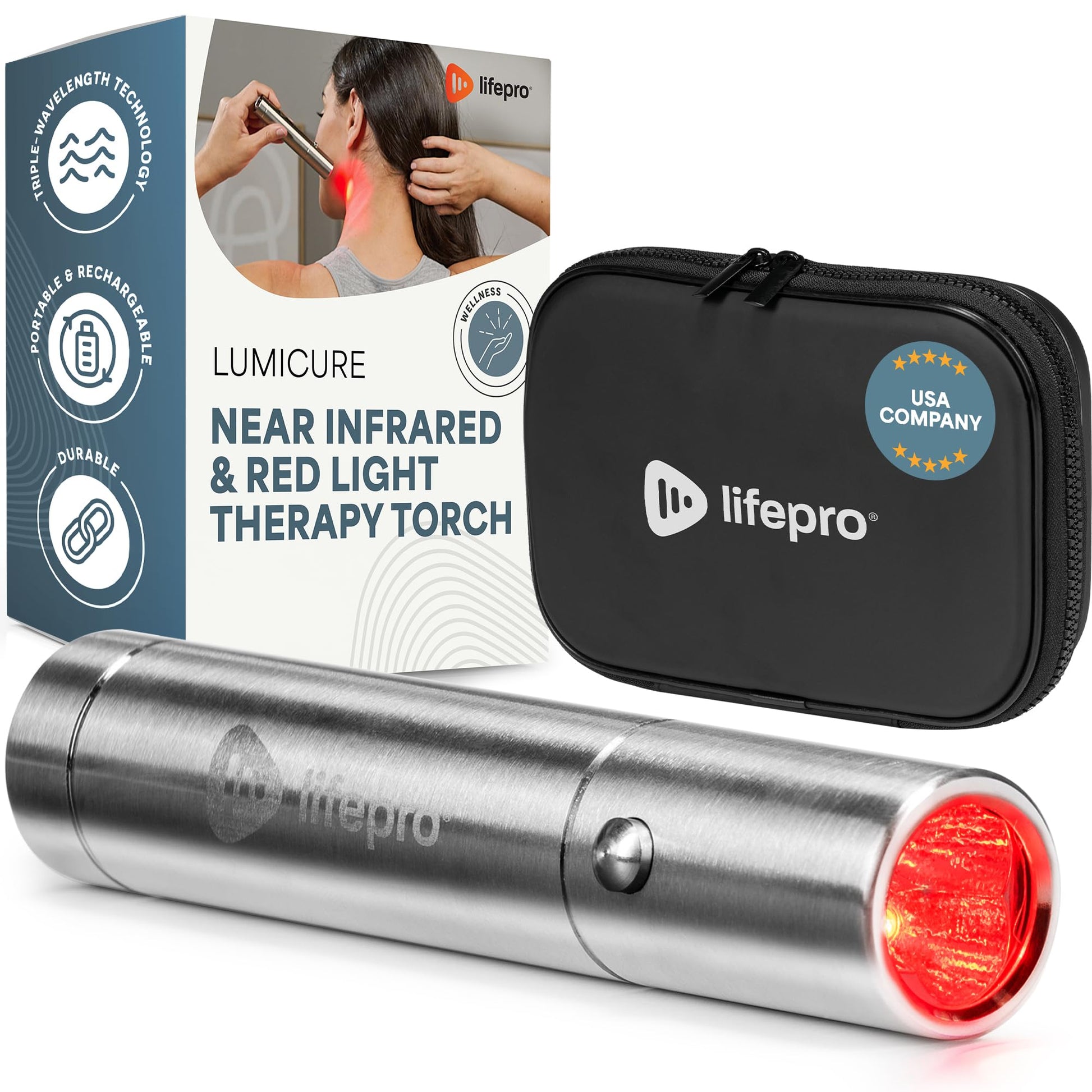 LifePro Infrared & Red Light Therapy for Body Joints & Muscles Wellness Support, Portable Red Light Therapy Device, Near Infrared Light Therapy for Body & Face - Use 3 wavelengths - Medaid International
