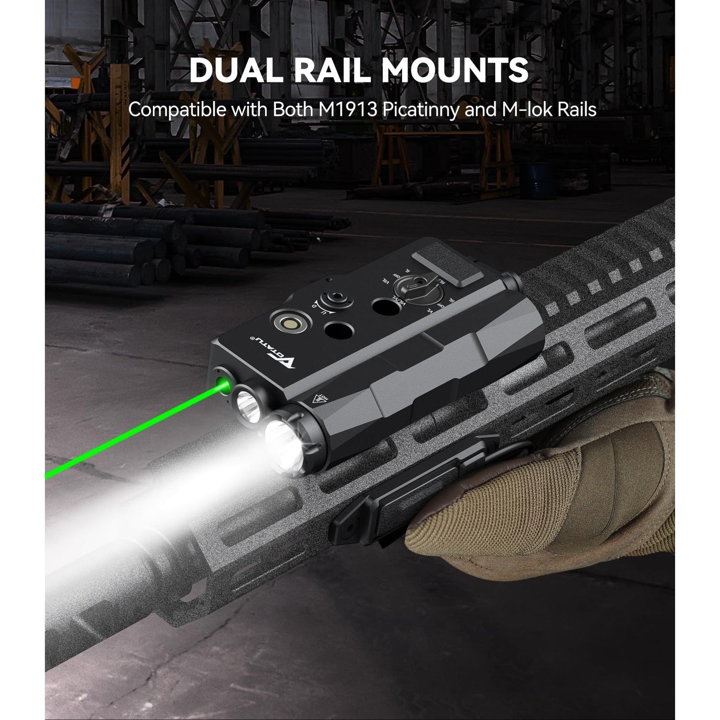 VOTATU V848 Laser Light Combo, Green/IR Laser & 1700LM Flashlight/IR Illuminator Combo, Multi-Mode Display Screen Weapon Light Laser for Rifle and Shotgun Compatible with Mlok Picatinny Rail - Medaid International