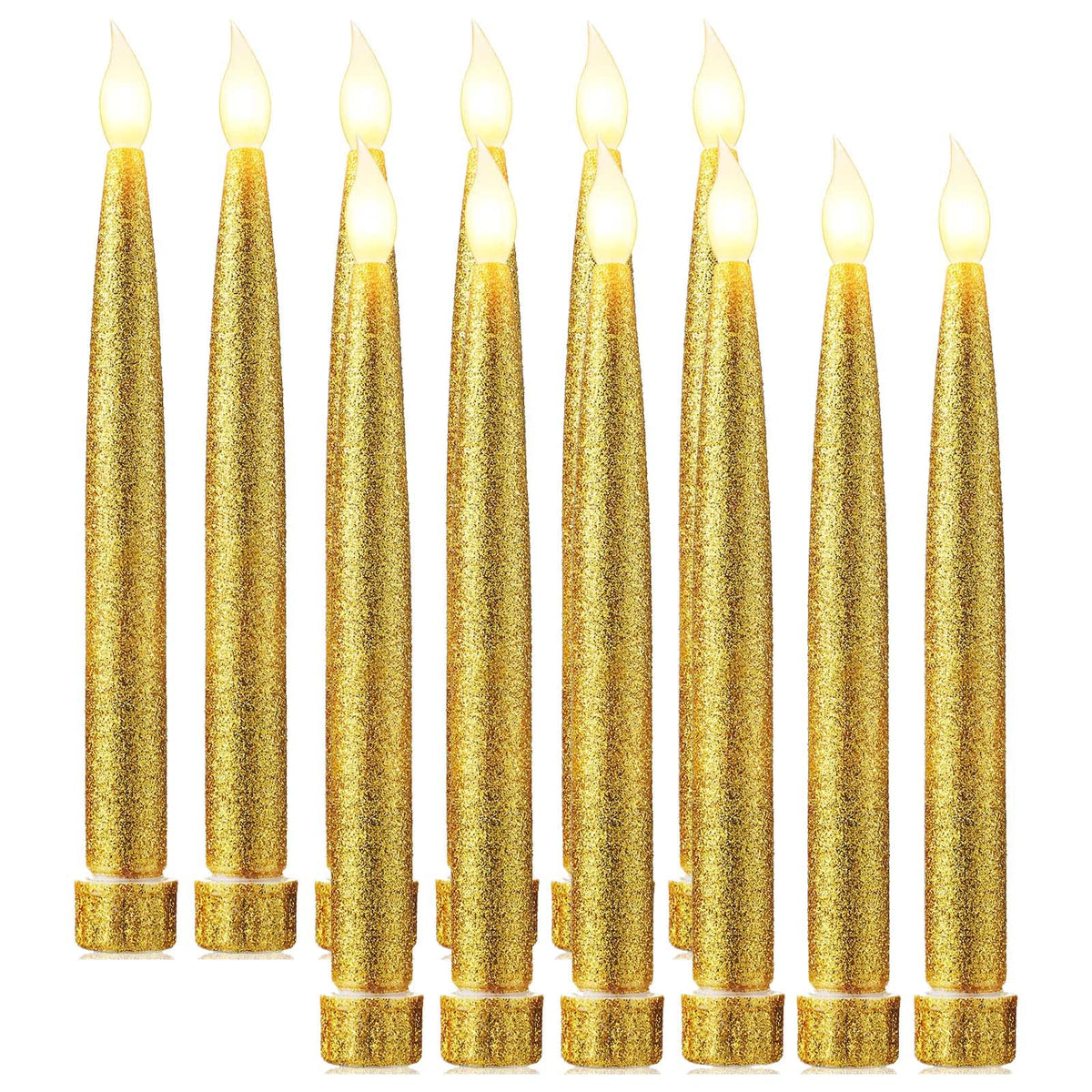KASTWAVE LED Taper Candles, 12 Pcs 19cm Long LED Flameless Flickering Window Candles Battery Operated White Candle Sticks for Diwali for Diwali Home, Restaurant, Wedding, Display Stand Ornaments Decor