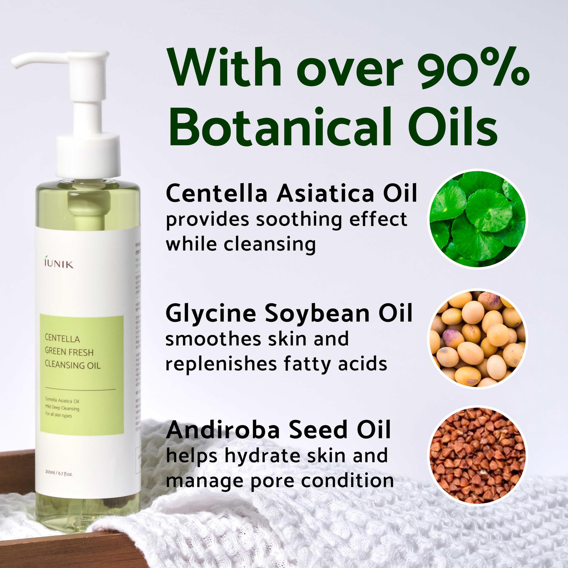 IUNIK Centella Calming Gel Cream & Centella Cleansing Oil Pore Blemish Sebum Control Moisturizing Hydrating Soothing for Dry Oily Sensitive Acne-prone Skin Korean Skincare - Medaid International