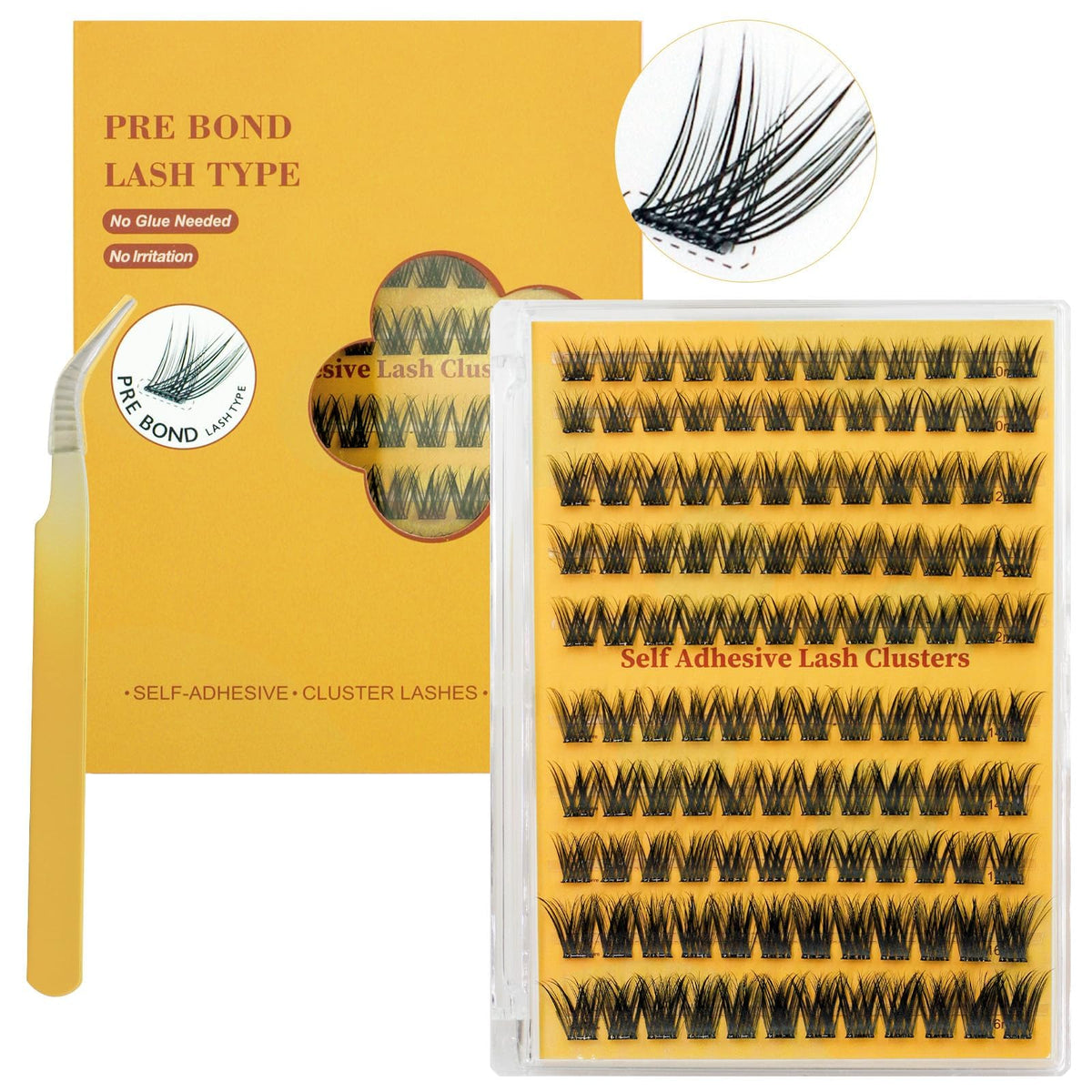 KASTWAVE Self Adhesive Eyelashes, 120Pcs Natural Look, No Glue Needed, Reusable Lashes, Black, Synthetic Hair, Clusters