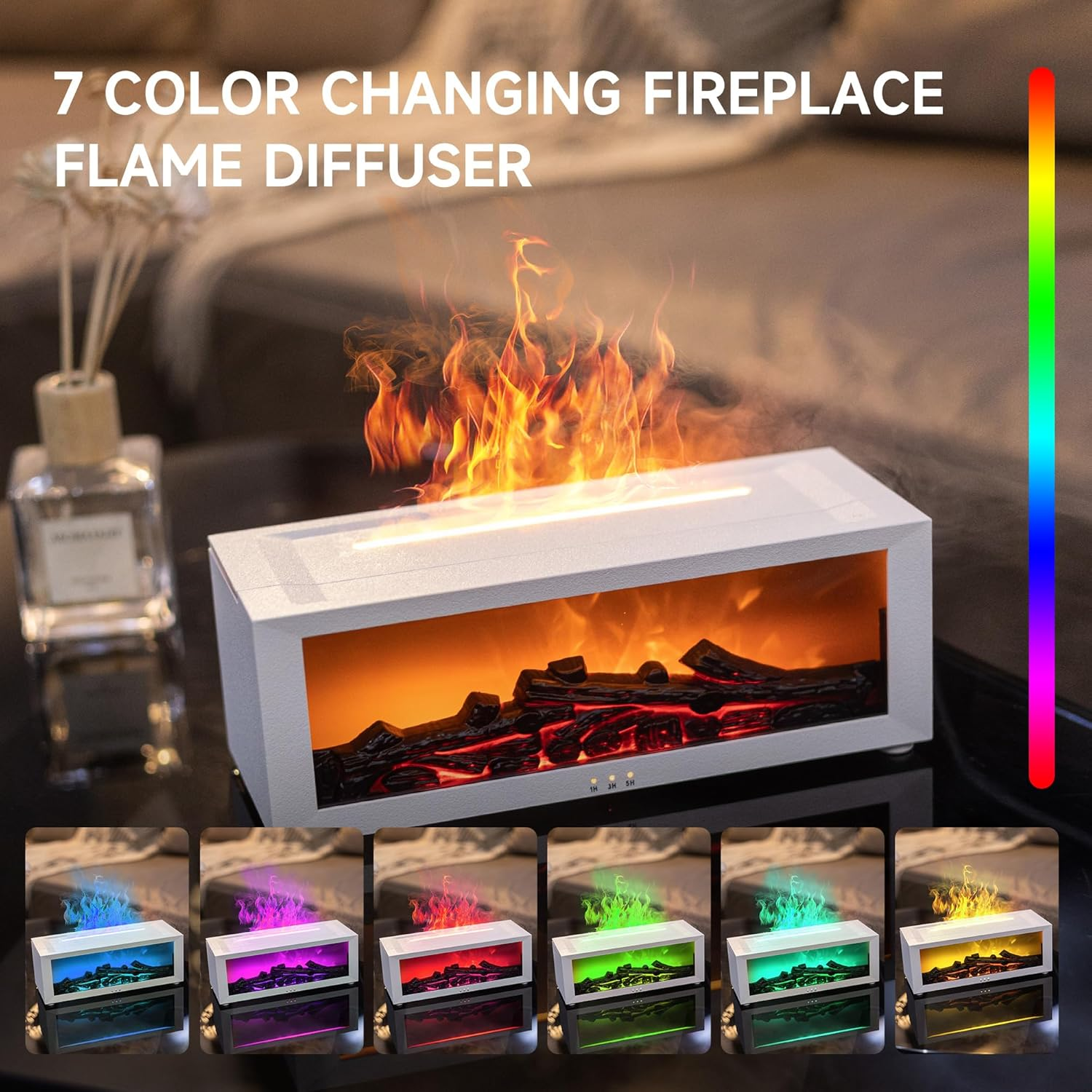 Flame Fire place Diffuser, Vintage Fireplace Aromatherapy Diffuser Humidifier - Medaid International