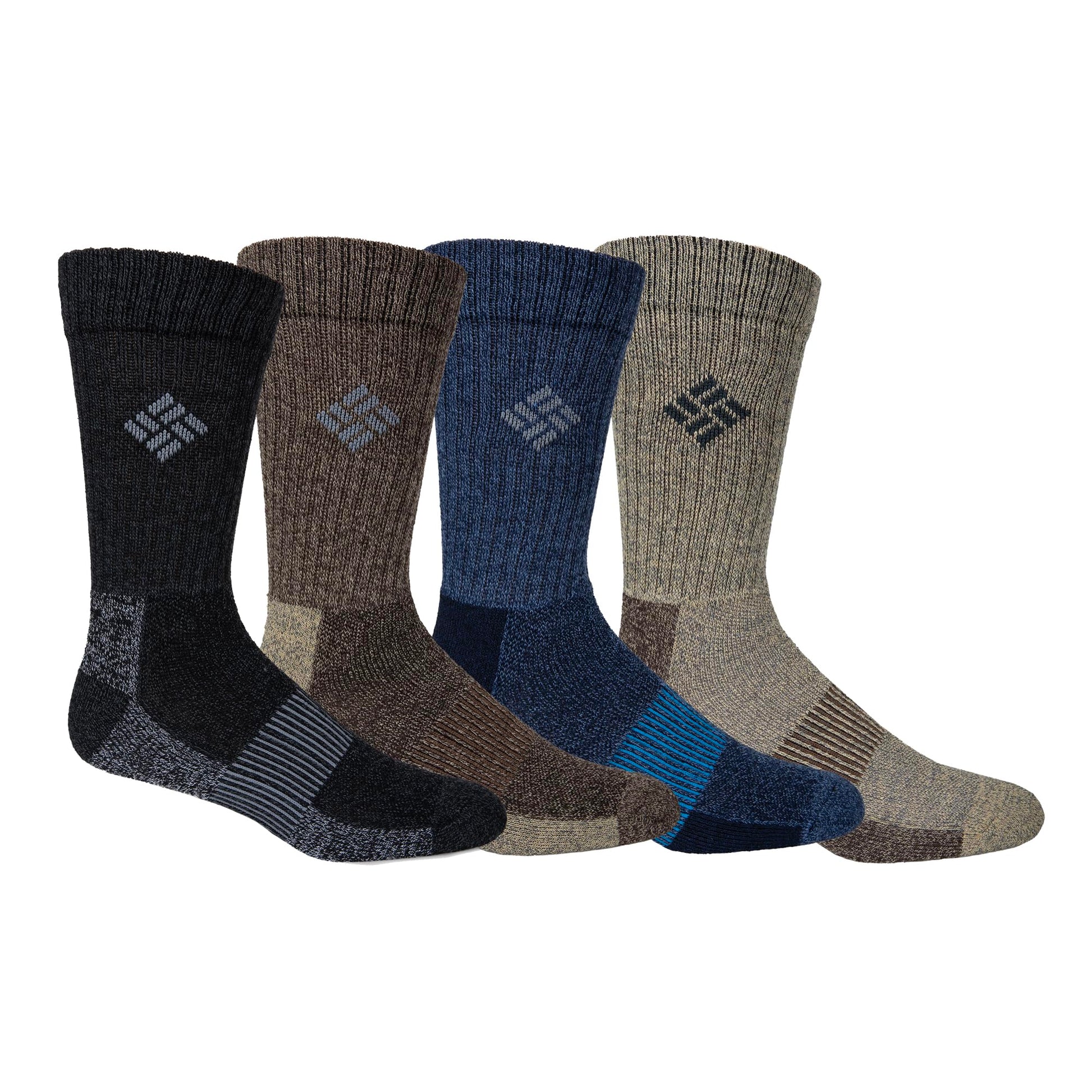 Columbia Basic Thermal w/Mesh and Arch Support Socks, Multi Assorted, M 10-13, 4 Pair - Medaid International