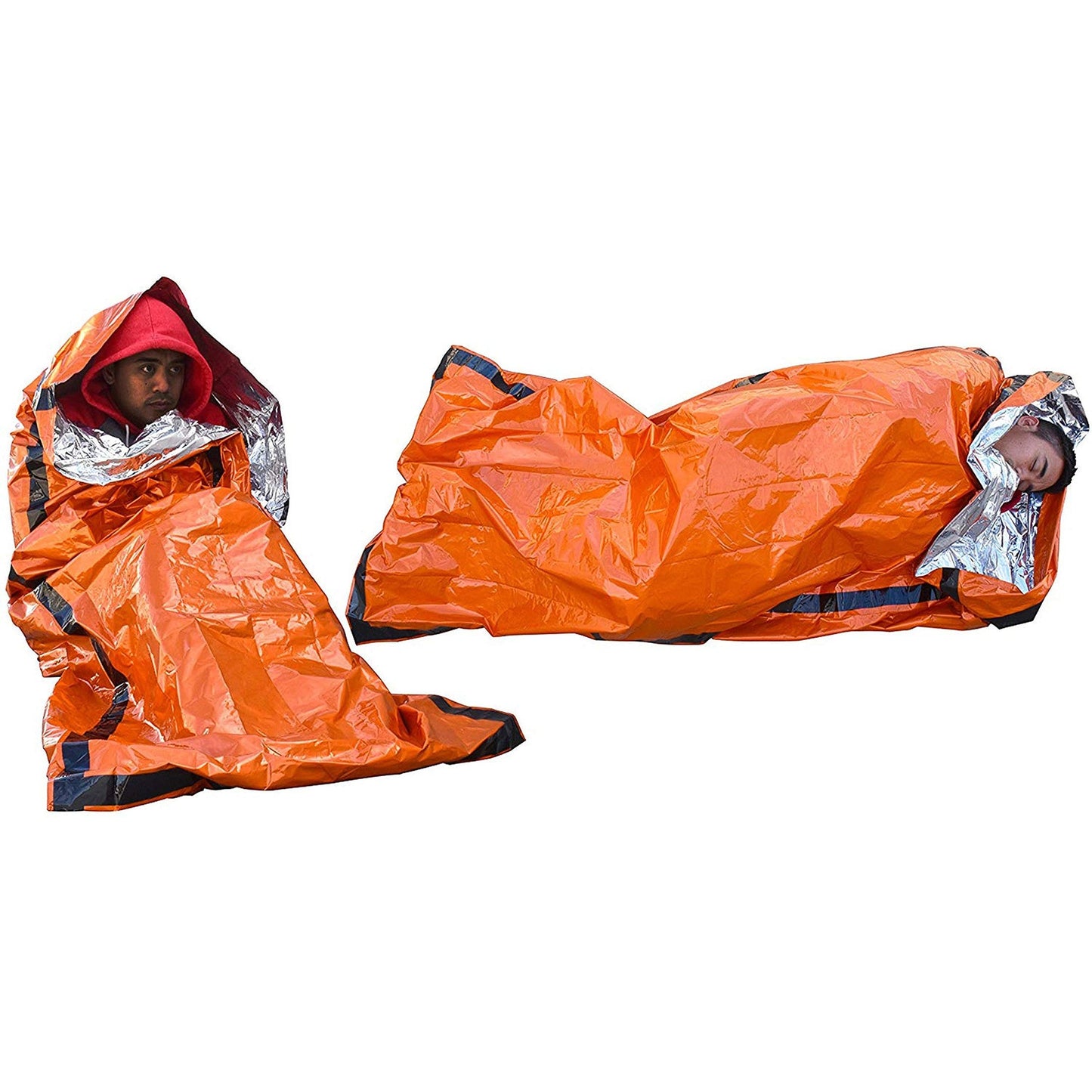 SE Survivor Series Orange Emergency Sleeping Bags with Drawstring Carrying Bags (2-Pack) - EB122OR-2
