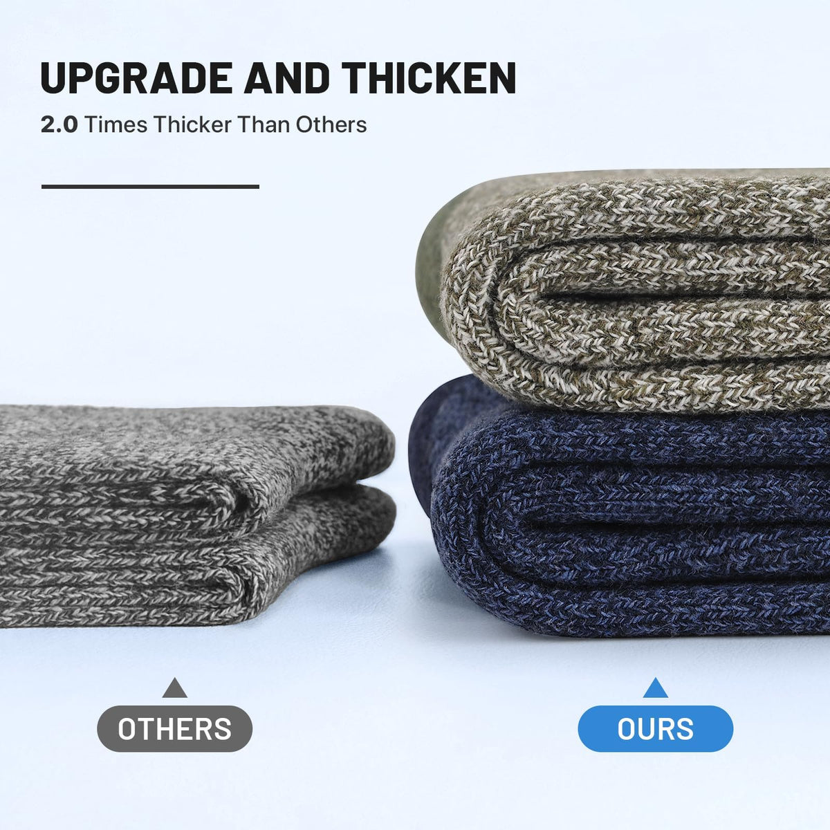 KASTWAVE Thick Wool Socks for Mens, Size 36-47 (7-12), Warm Winter Soft Thermal Socks, Cozy Winter Socks for Mens Gifts (5 Pairs)