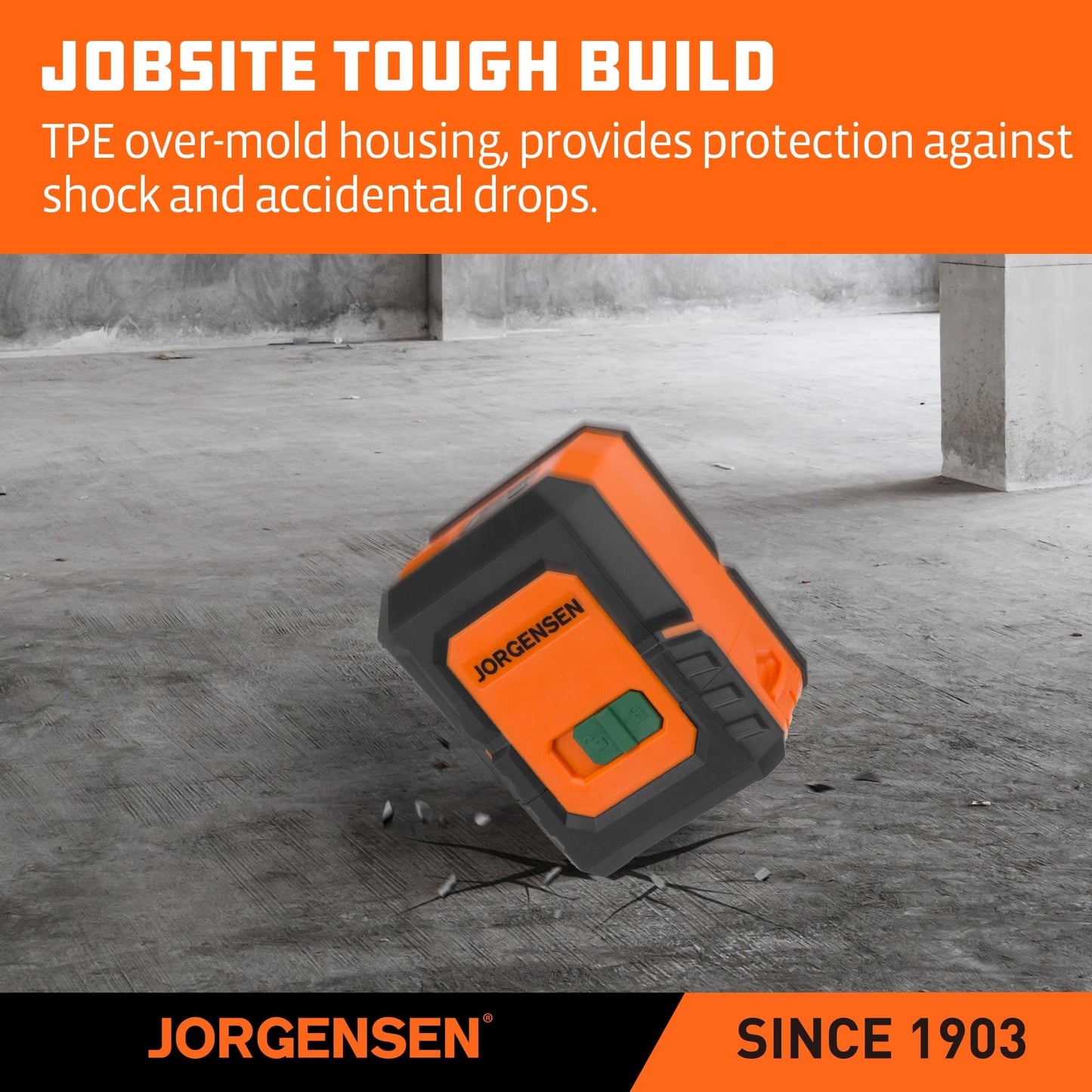 JORGENSEN Laser Level with Tripod, 100 FT Dual Modules Self Leveling Cross Line Laser Leveler Tool with 360° Magnetic Base, Green Laser Level for Picture Hanging, Tile, Home Renovation, Indoor Project - Medaid International