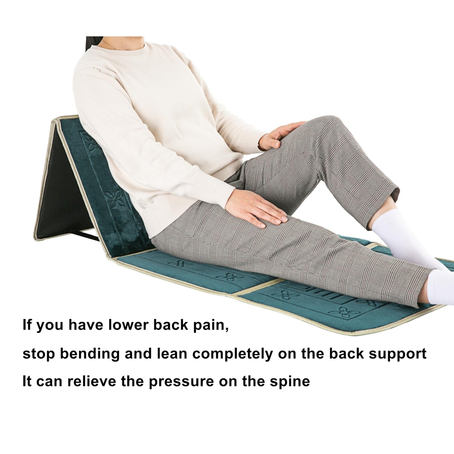 L.FORY Prayer Rug with Back Support/Foldable Meditation Floor Chair & Carrying Pocket (Dark Green) - Medaid International