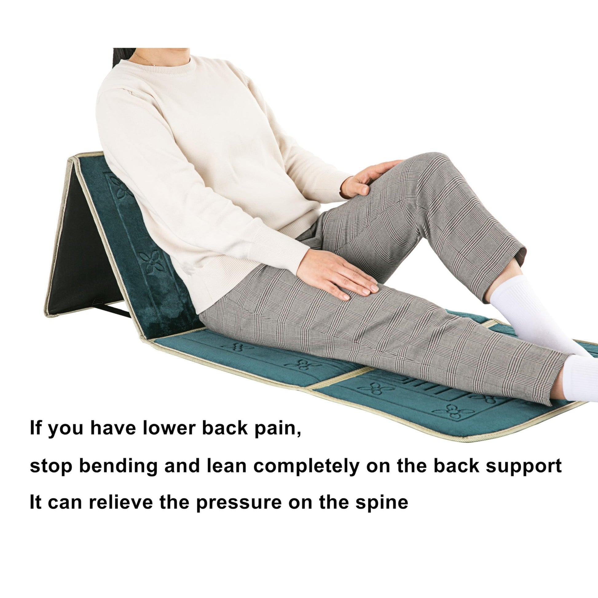 L.FORY Prayer Rug with Back Support/Foldable Meditation Floor Chair & Carrying Pocket (Dark Green) - Medaid International