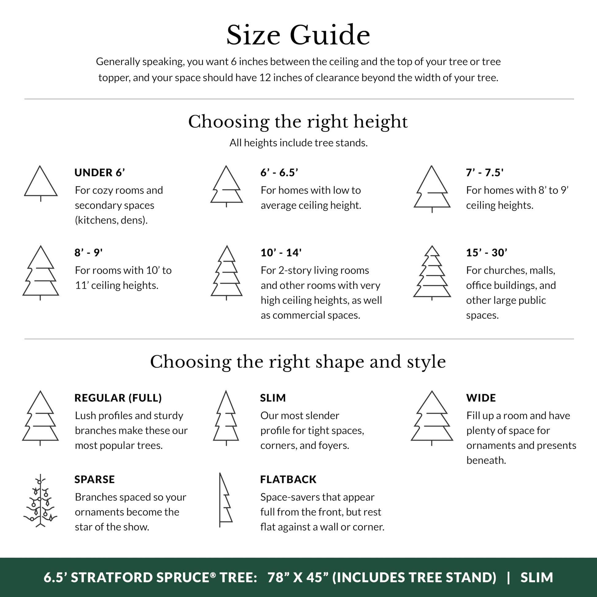 Balsam Hill Stratford Spruce - Slim Artificial Christmas Tree with True Needle Foliage & Premium Stand for Small Spaces, Unlit, 6ft 6in - Medaid International