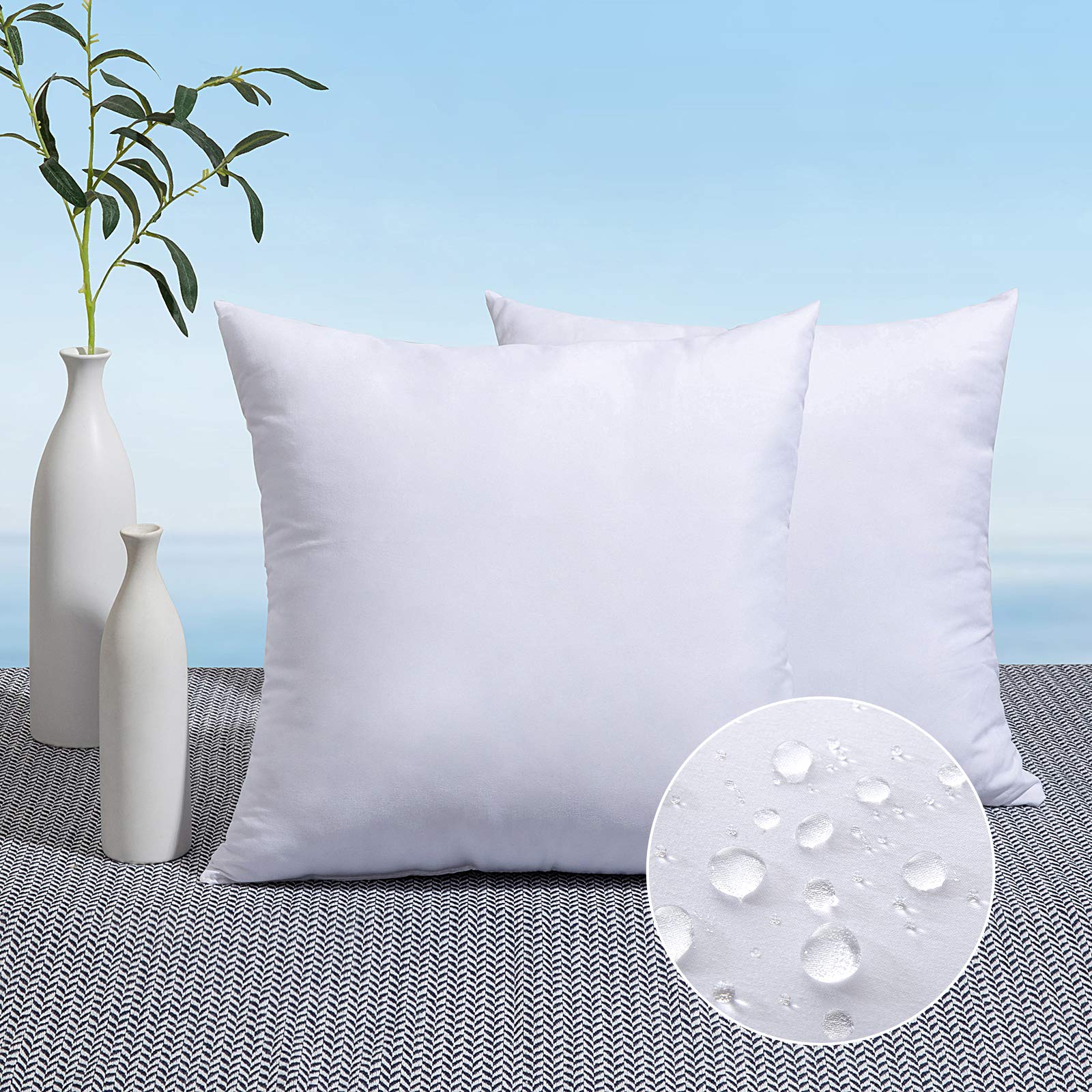 MIULEE Pack of 2 18x18 Outdoor Pillow Inserts, Outdoor Throw Pillows Water-Resistant Decorative Premium Square Pillow Stuffer Sham for Porch Swing Couch Sofa Cushion Patio Furniture - Medaid International