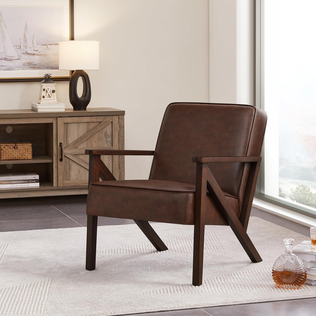 Armchair with Strong Wood Frame