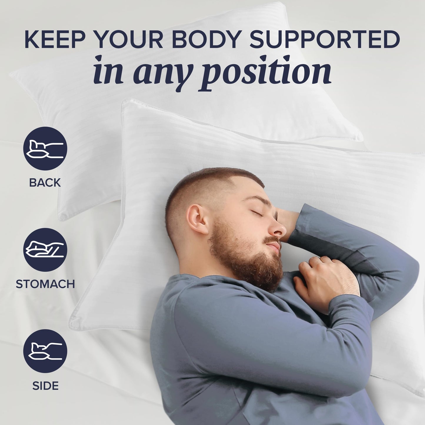 Beckham Hotel Collection Bed Pillows Standard/Queen Size Set of 2 - Original Down Alternative Pillow for Sleeping - Bedding for Back, Stomach or Side Sleepers - Medaid International