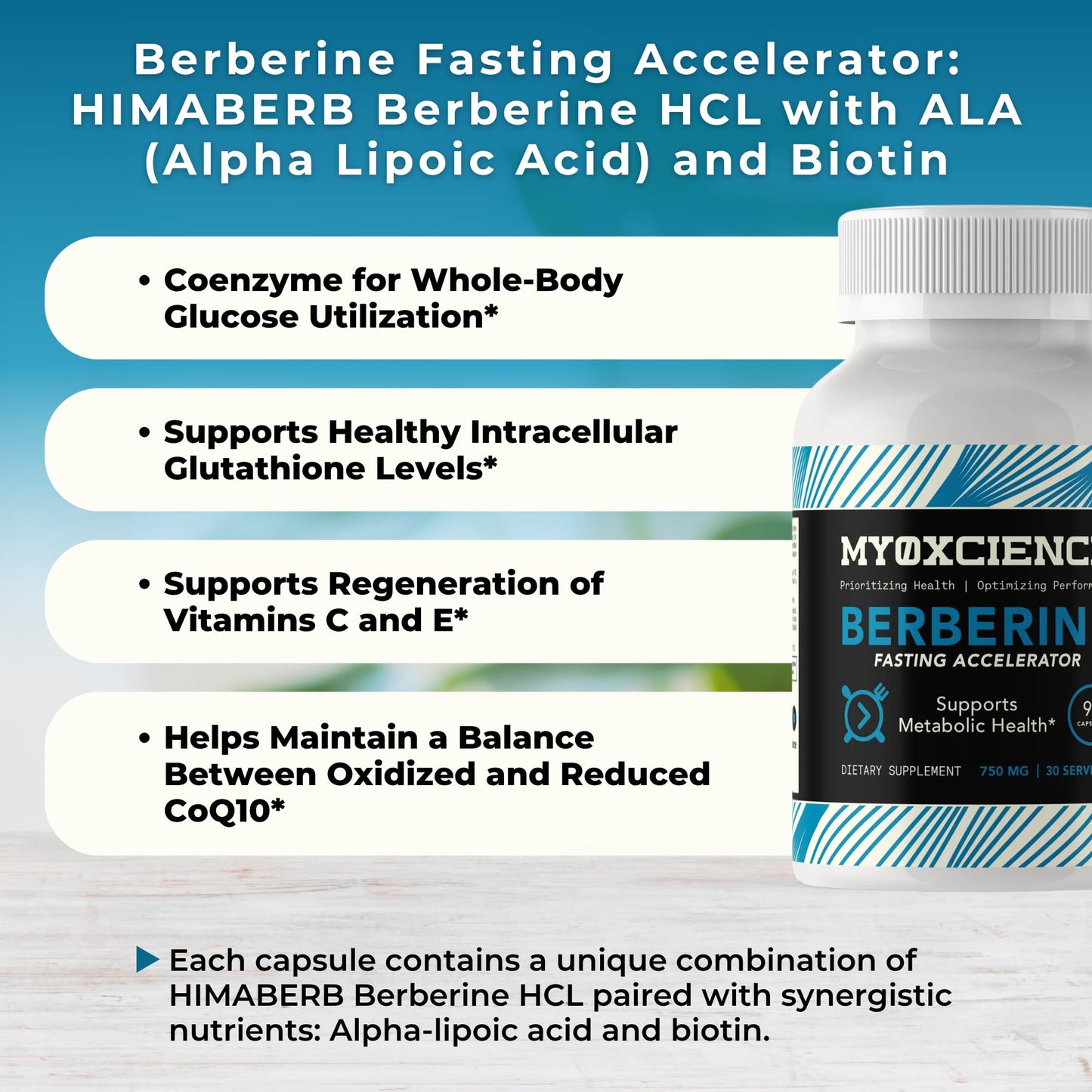 MYOXCIENCE Berberine Fasting Accelerator | Himaberb Berberine HCL with ALA (Alpha Lipoic Acid) and Biotin (90 Capsules) - Medaid International