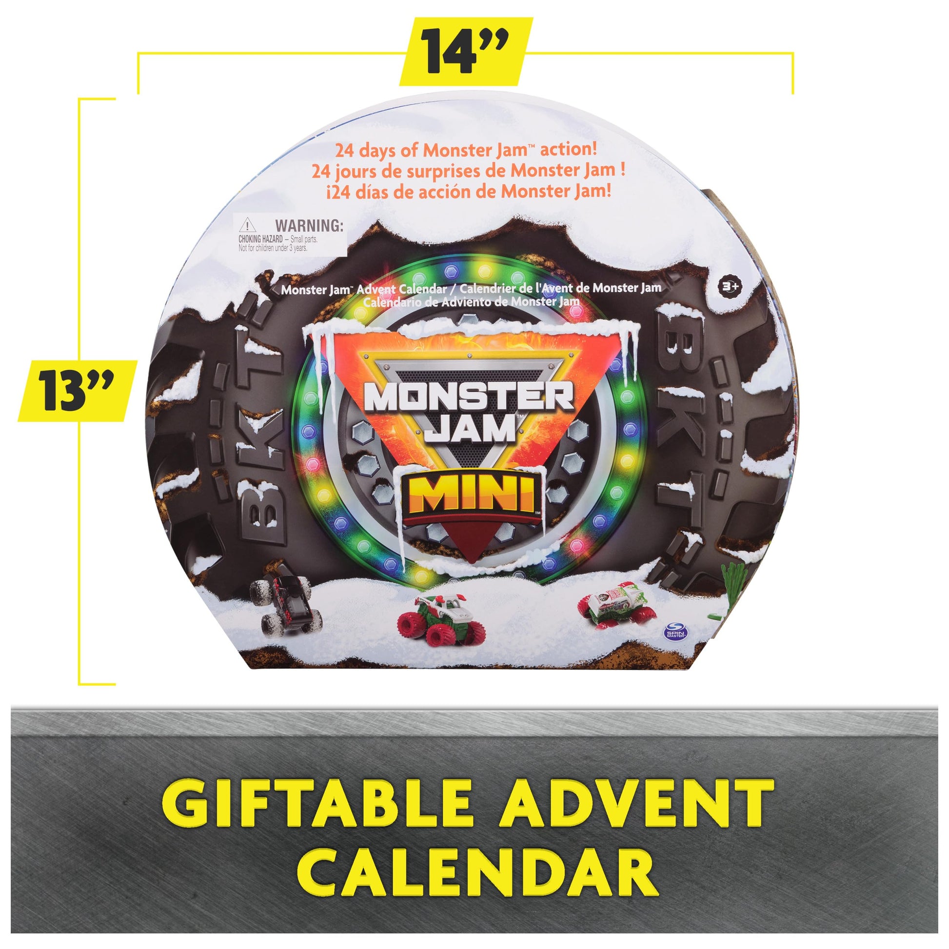 Monster Jam Mini Holiday Advent Calendar, 24 Days of Mini Monster Trucks and Accessories, 1:87 Scale, Kids Toys for Boys and Girls Ages 3 and up - Medaid International