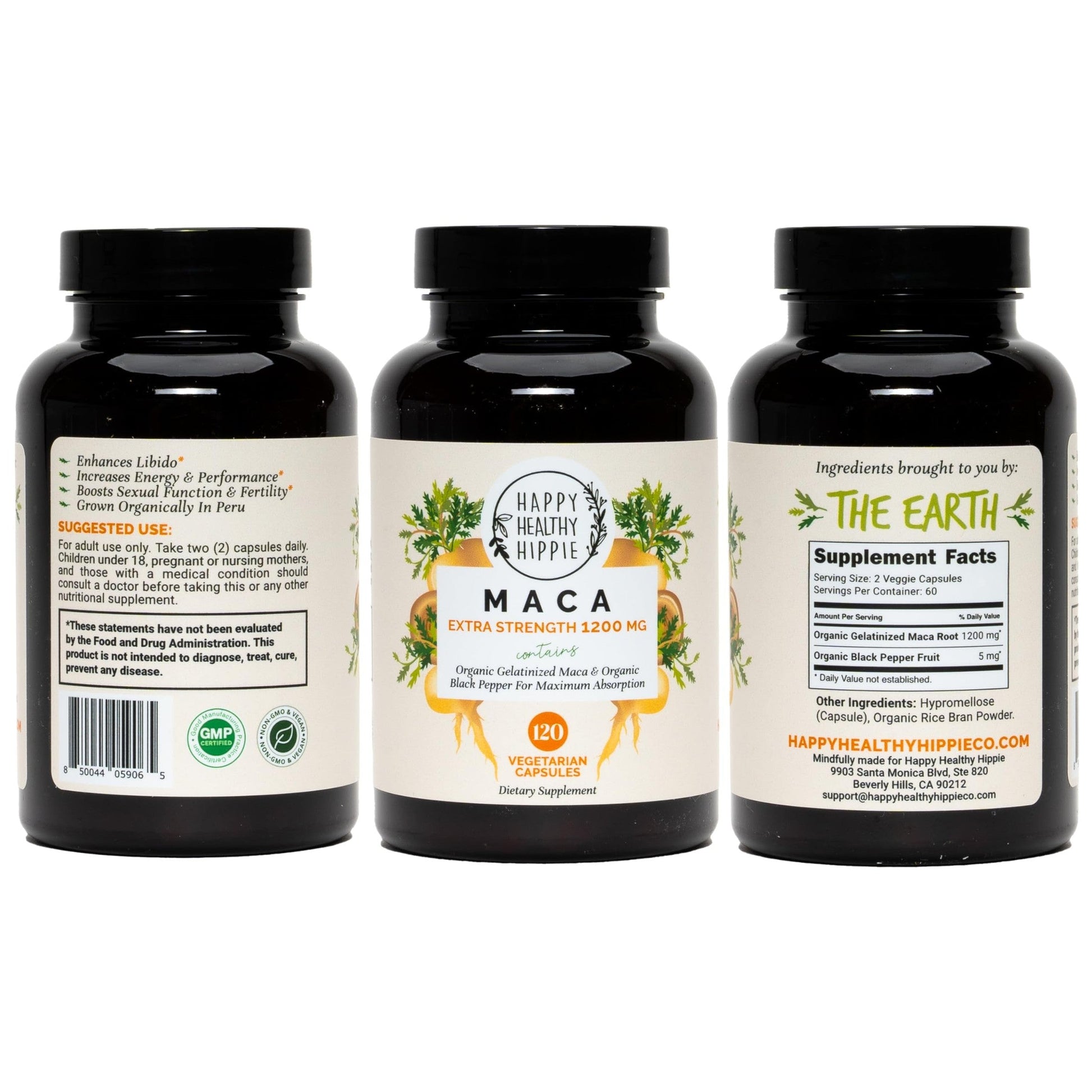 Organic Maca Root Capsules 1200 mg – Libido Booster for Women Fast Acting & Potent | Aphrodisiac Supplement | Energy Pills from Peru | Includes Black Pepper for High Absorption | Vegan, 120 Ct - Medaid International