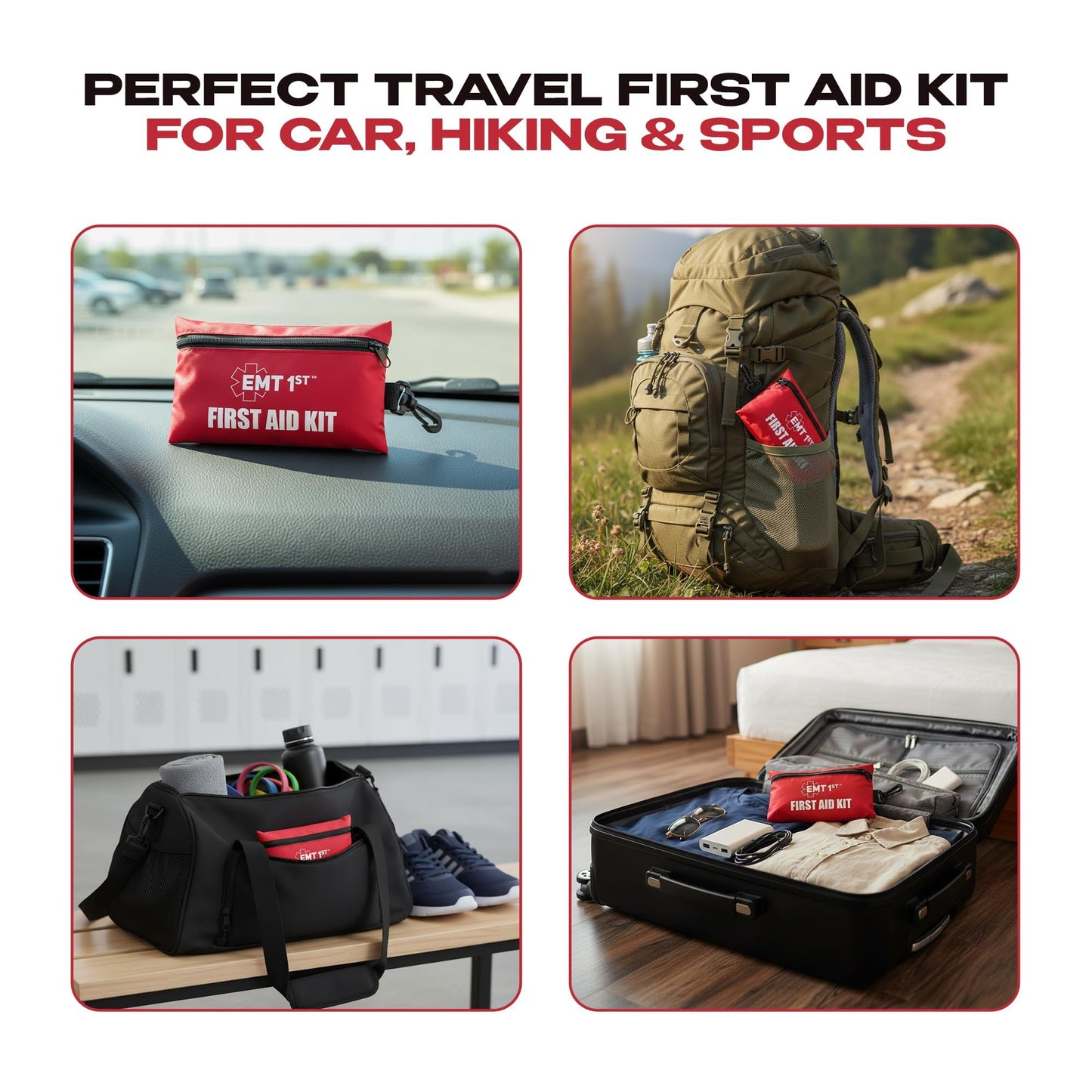 EMT 1st 73 Pcs Emergency Responder Mini First Aid Kit Pouch with 23 Unique Items & Emergency Blanket,First Aid Kit for car, Travel & Home - Emergency Bag for Hiking, Camping, Backpacking and Outdoor