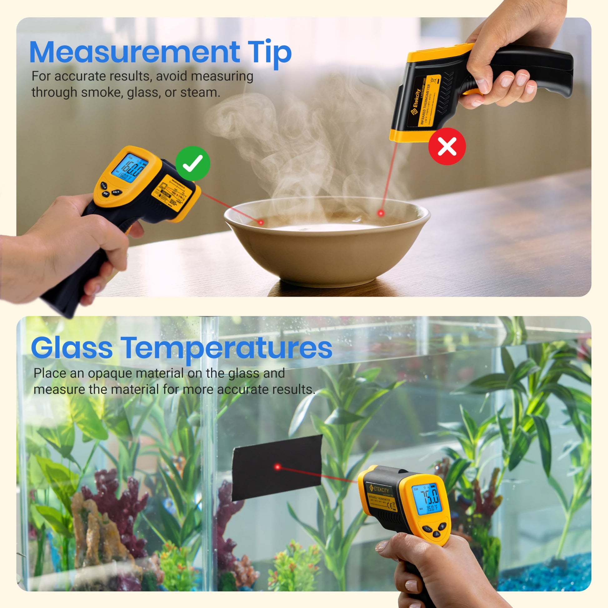 Etekcity Infrared Thermometer Laser Temperature Gun 774, Meat Food Candy Oven Thermometer for Griddle Accessories, Heat Gun for Cooking Refrigerator Tools, Yellow - Medaid International