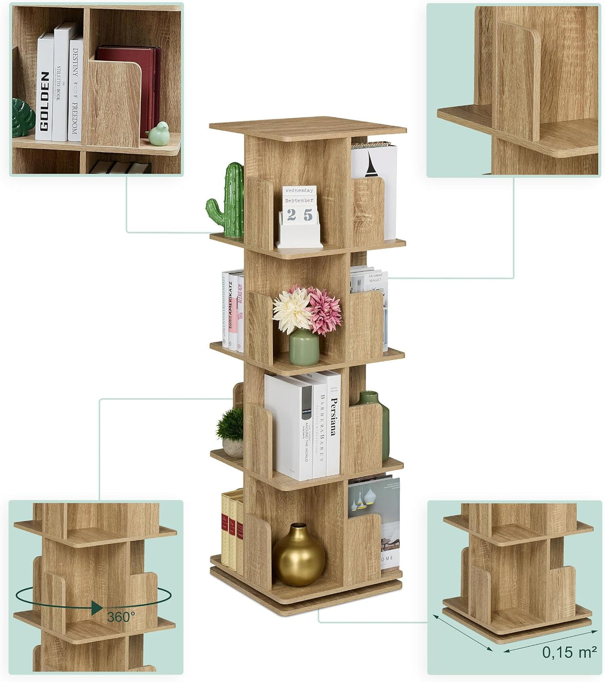 Relaxdays Rotating Bookcase