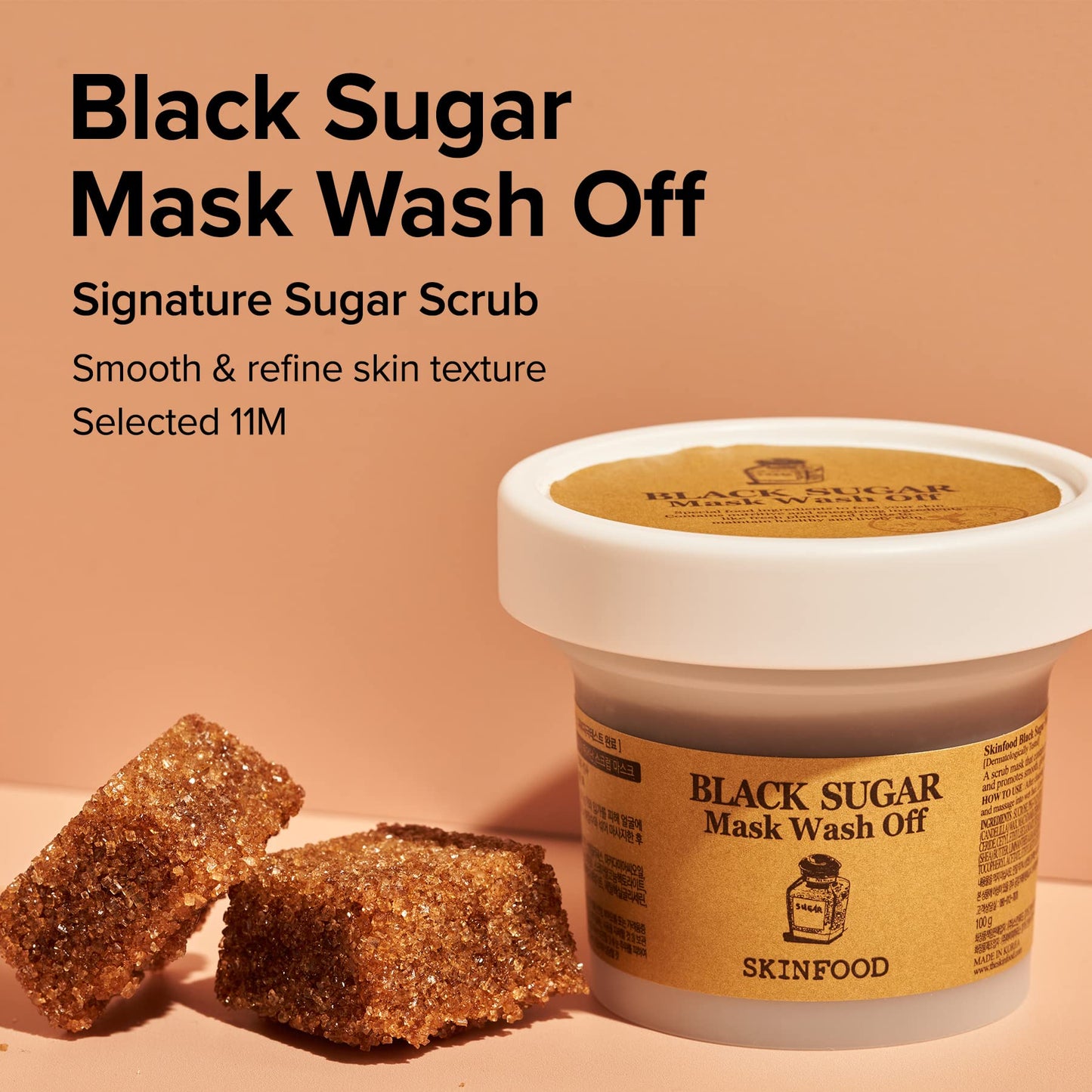 SKINFOOD Black Sugar Mask Wash Off 120g (4.23 oz), Facial Hydrating and Nourishing Blackheads Exfoliator - Medaid International