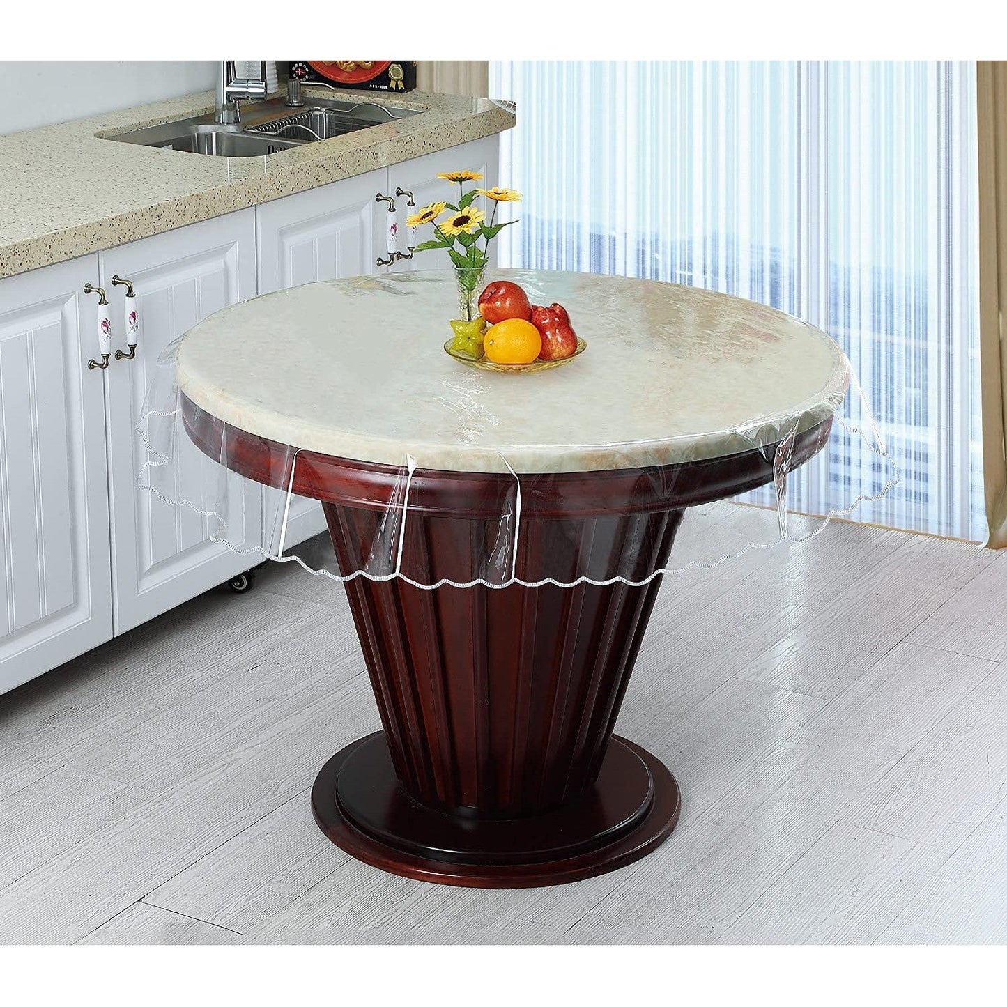 70 Inch Clear Round PVC Tablecloth – Waterproof Transparent Vinyl Table Cover for Dining Table, Spill-Proof Wipeable Plastic Protector for Wood, Marble, Glass Tables - Medaid International