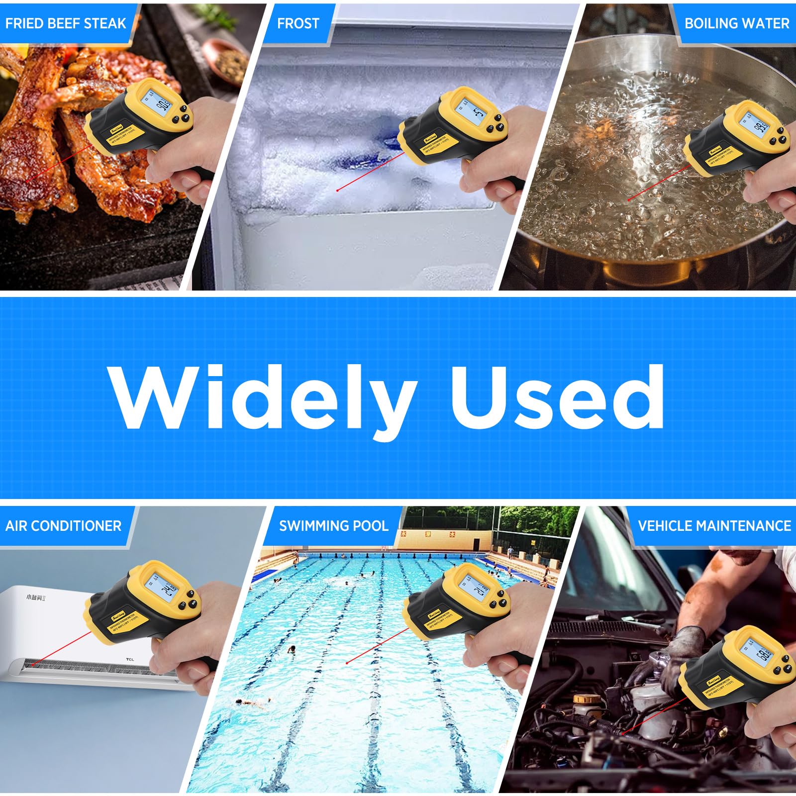 Sanliang Infrared Thermometer Laser Temperature Gun -58℉ to 1112℉ with Adjustable Emissivity & Max and Min Measure Laser Digital IR Thermometer Gun Temp IR Surface Tool Heat Temp Gun for Cooking. - Medaid International