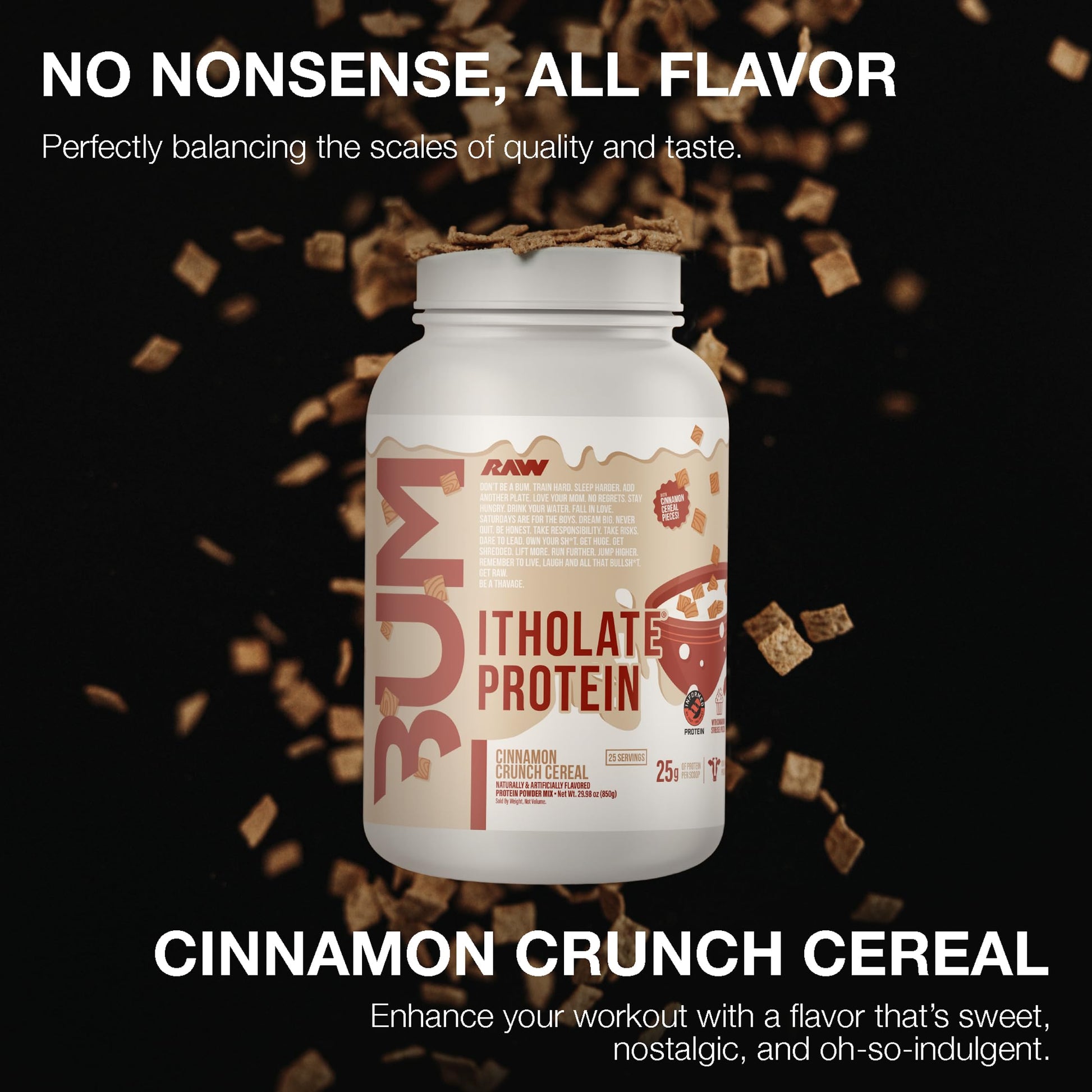RAW Whey Protein Powder Isolate, Cinnamon Crunch (CBUM Itholate Protein) - 100% Grass-Fed Sports Nutrition Powder for Muscle Growth & Recovery - Low-Fat, Low Carb, Naturally Flavored - 25 Servings - Medaid International