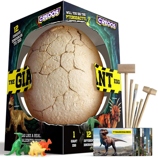 Dinosaur Egg Dinosaur Toys Dig Kit 12 Dinasour with 6 Digging Tools and Board Game Giant Dino Egg Large Big Gift for Kids Boys Girls Science Learning STEM Crafts Excavation Eggs Jurassic Toy
