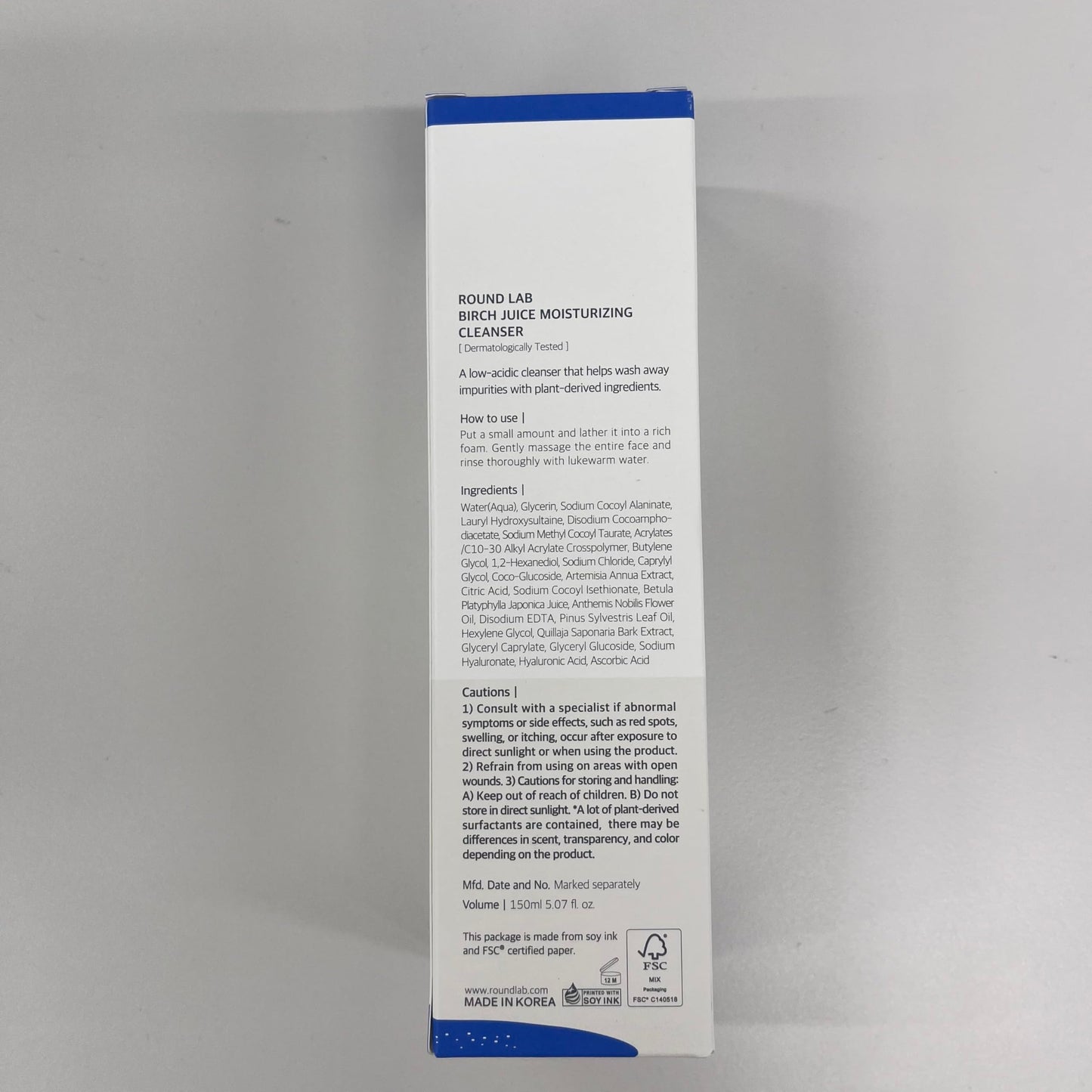ROUND LAB Birch Juice Moisturizing Cleanser | Unclogs hidden sebum, Clears away dead skin cells., Soothing, Low pH, Gel Type Cleanser (5.07 fl.oz) - Medaid International