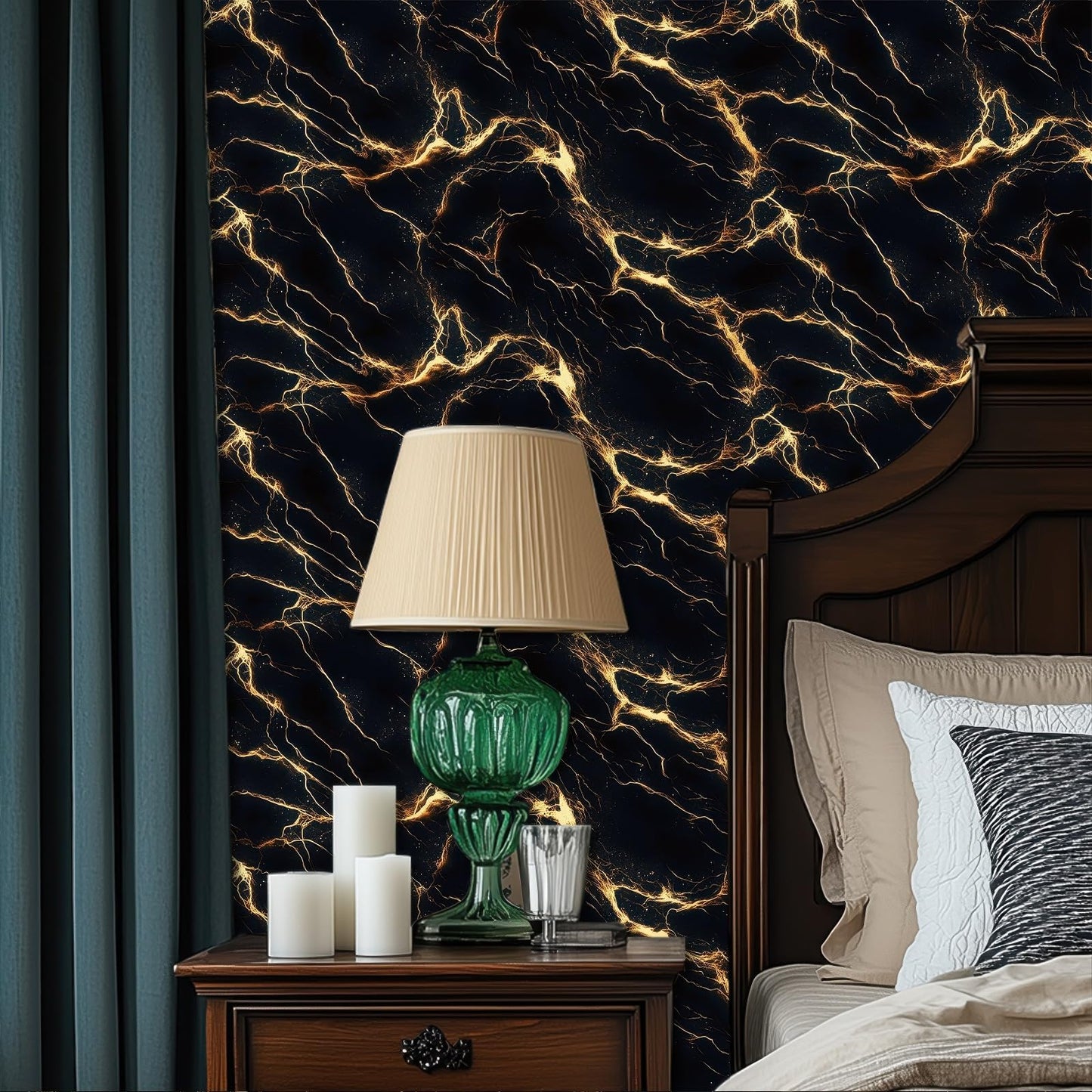 HOMETITUTE Black Gold Marble Wallpaper Marble Contact Paper Vinyl Self-Adhesive Removable Counter Peel and Stick Wall Paper for Refurbishment Wall Countertop Cabinets Furniture 15.7"x39.4" - Medaid International